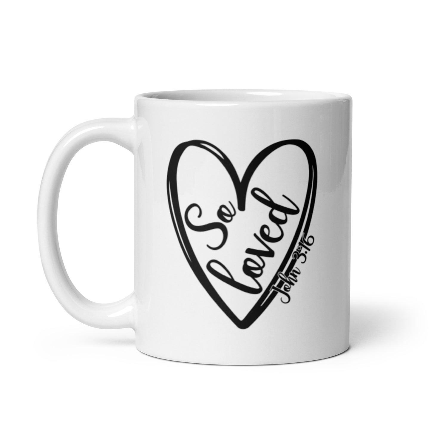 So Loved White glossy mug
