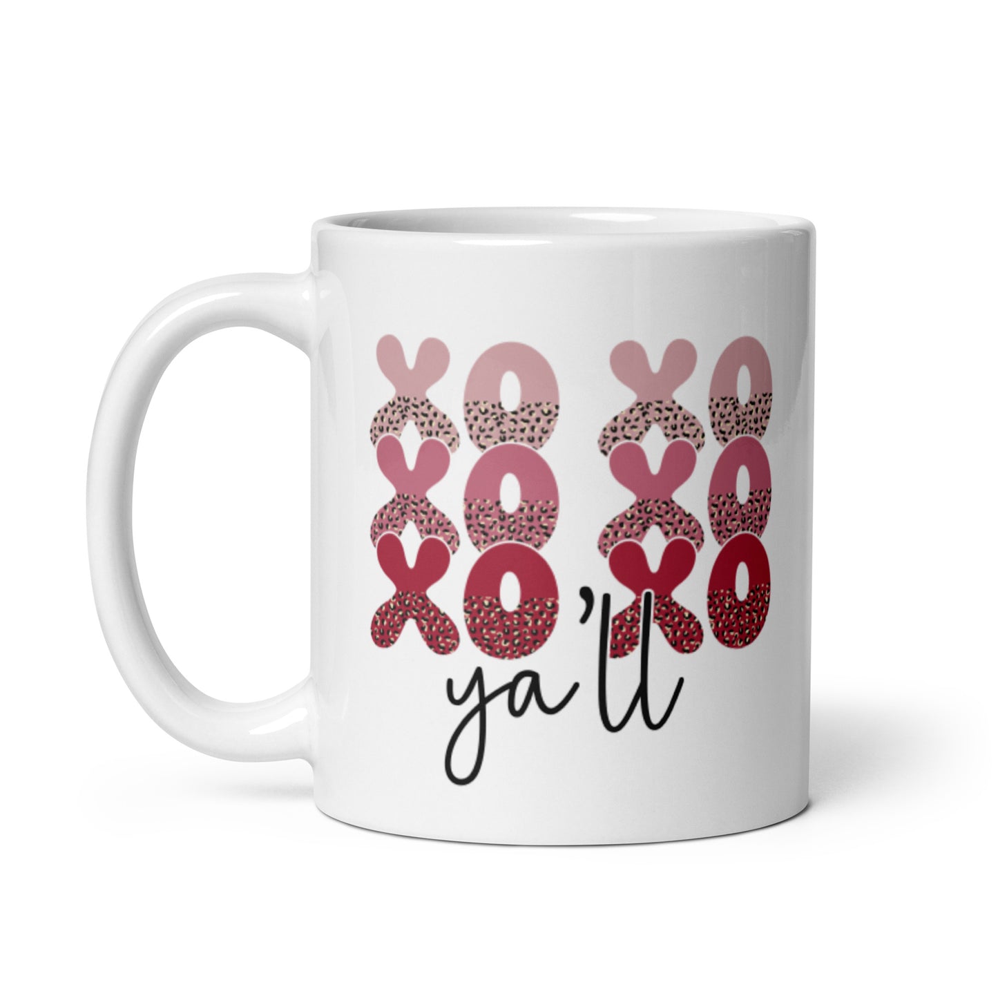 Hugs & Kisses Yall White glossy mug