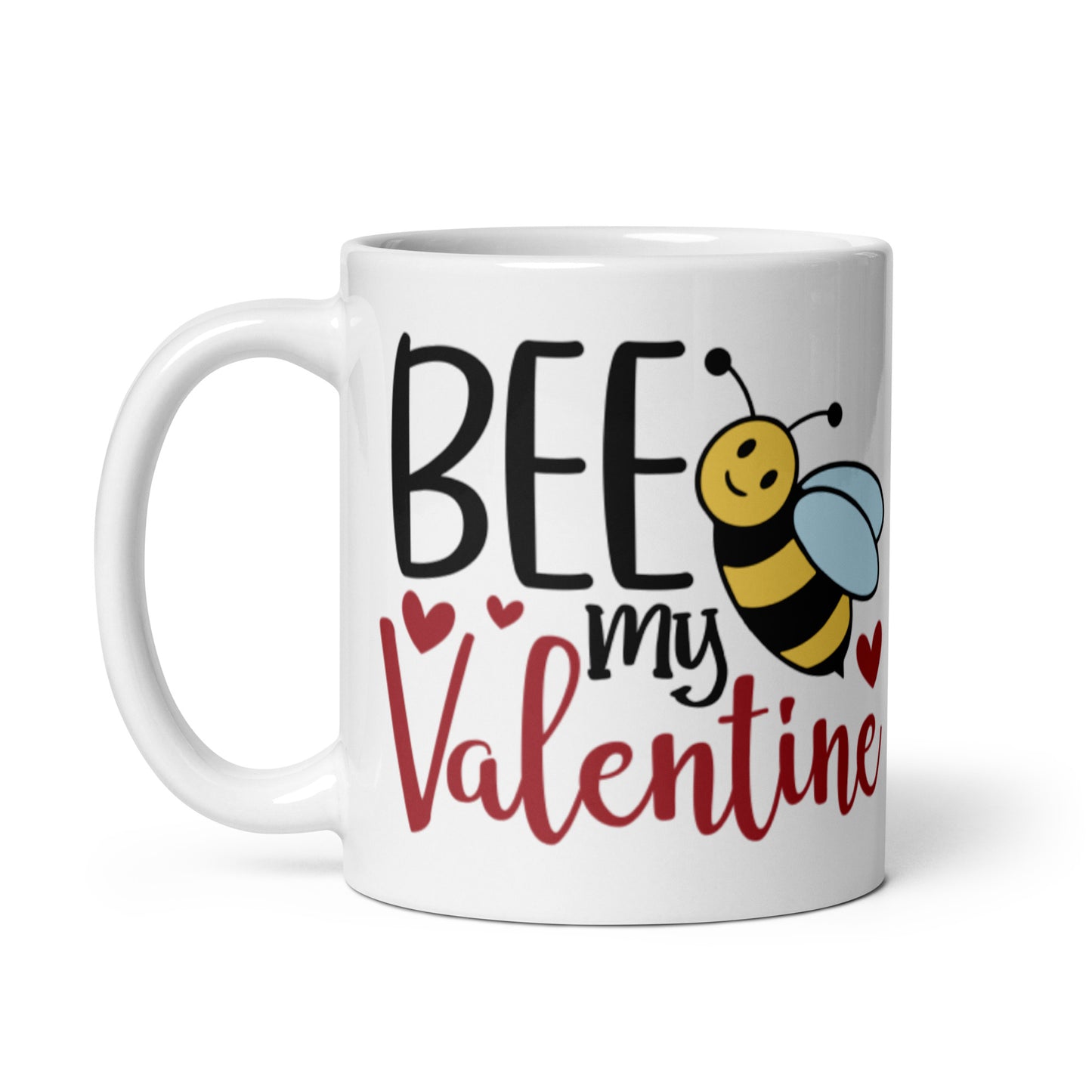 Bee My Valentine White glossy mug