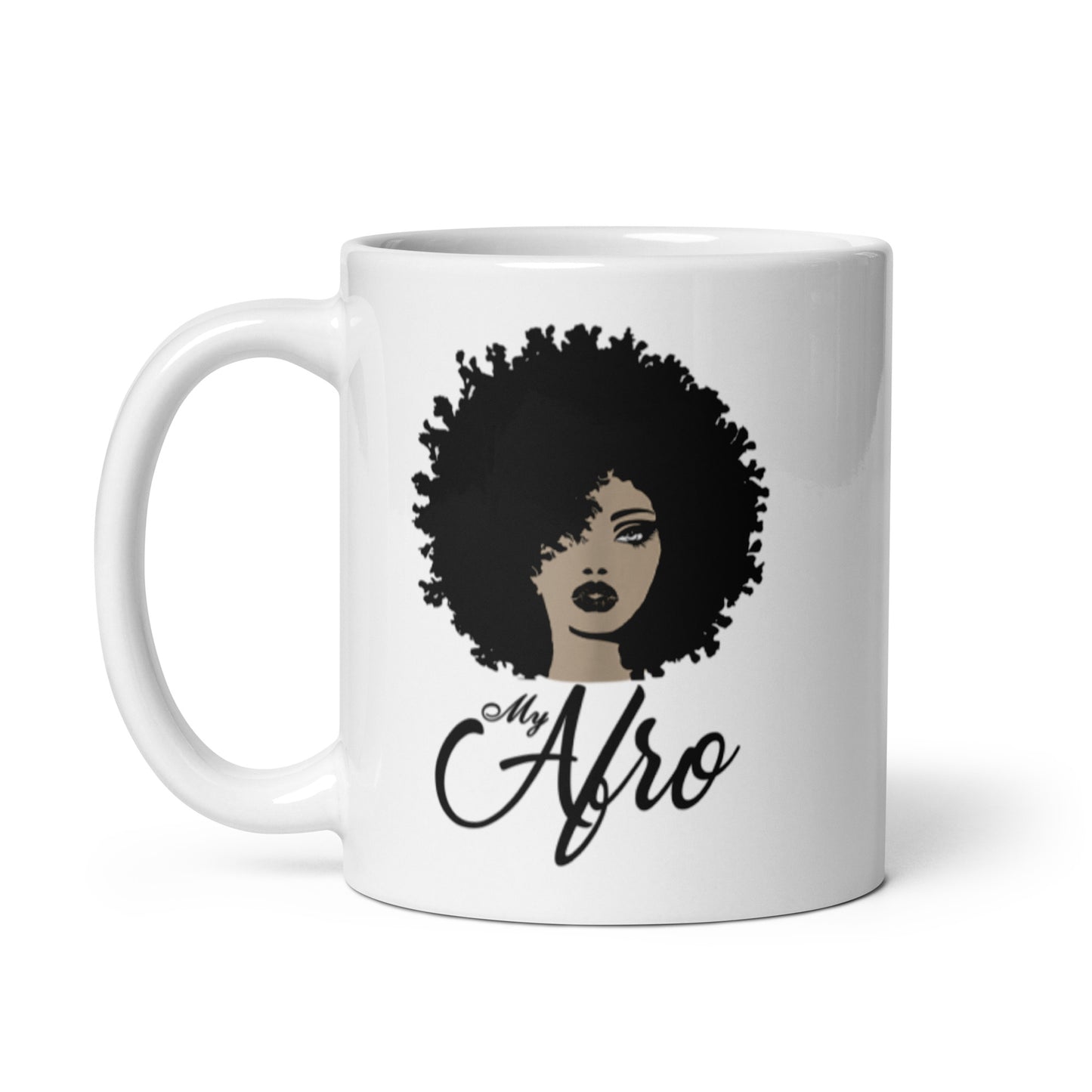 Afro White glossy mug