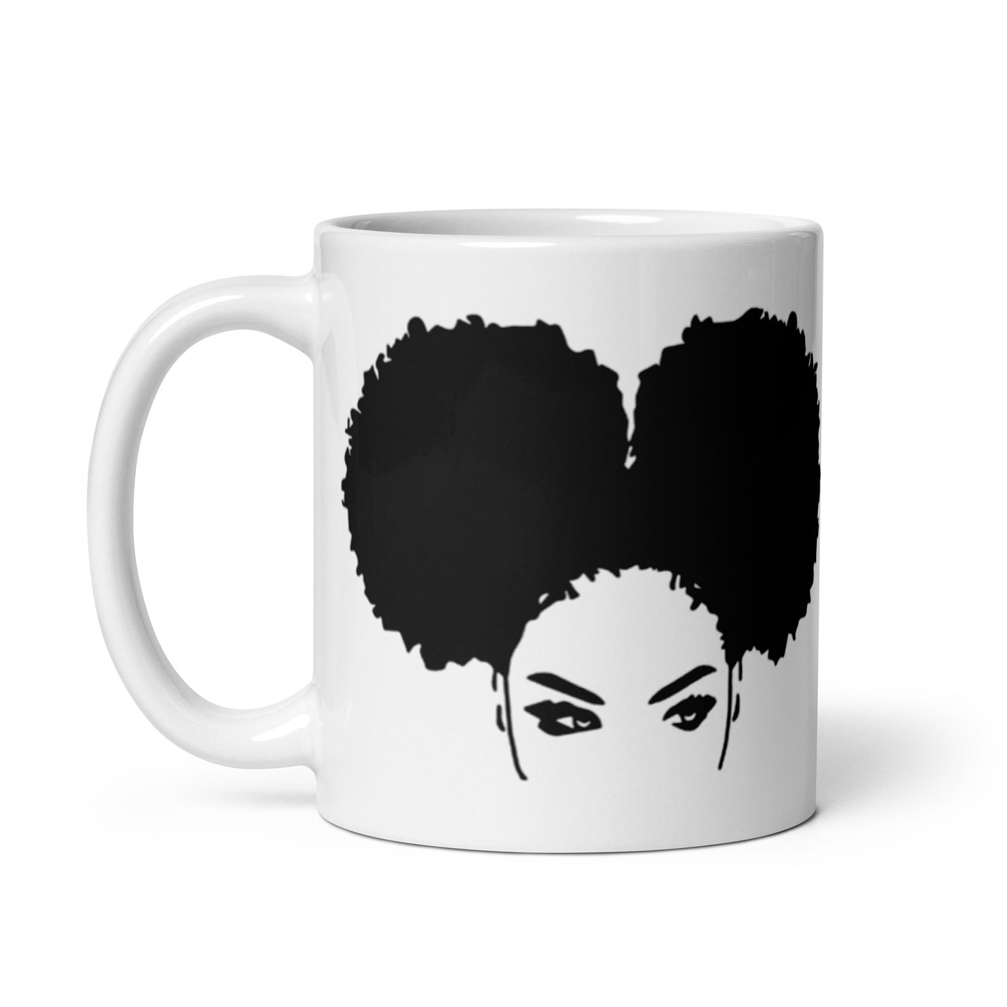 Face Afro Puffs White glossy mug