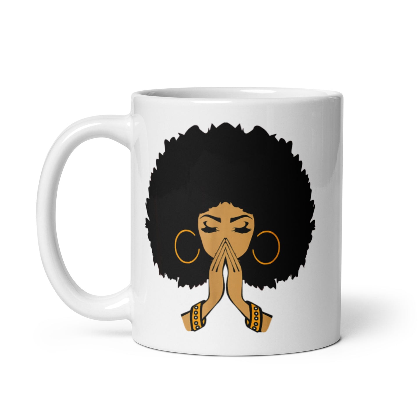 Pray White glossy mug
