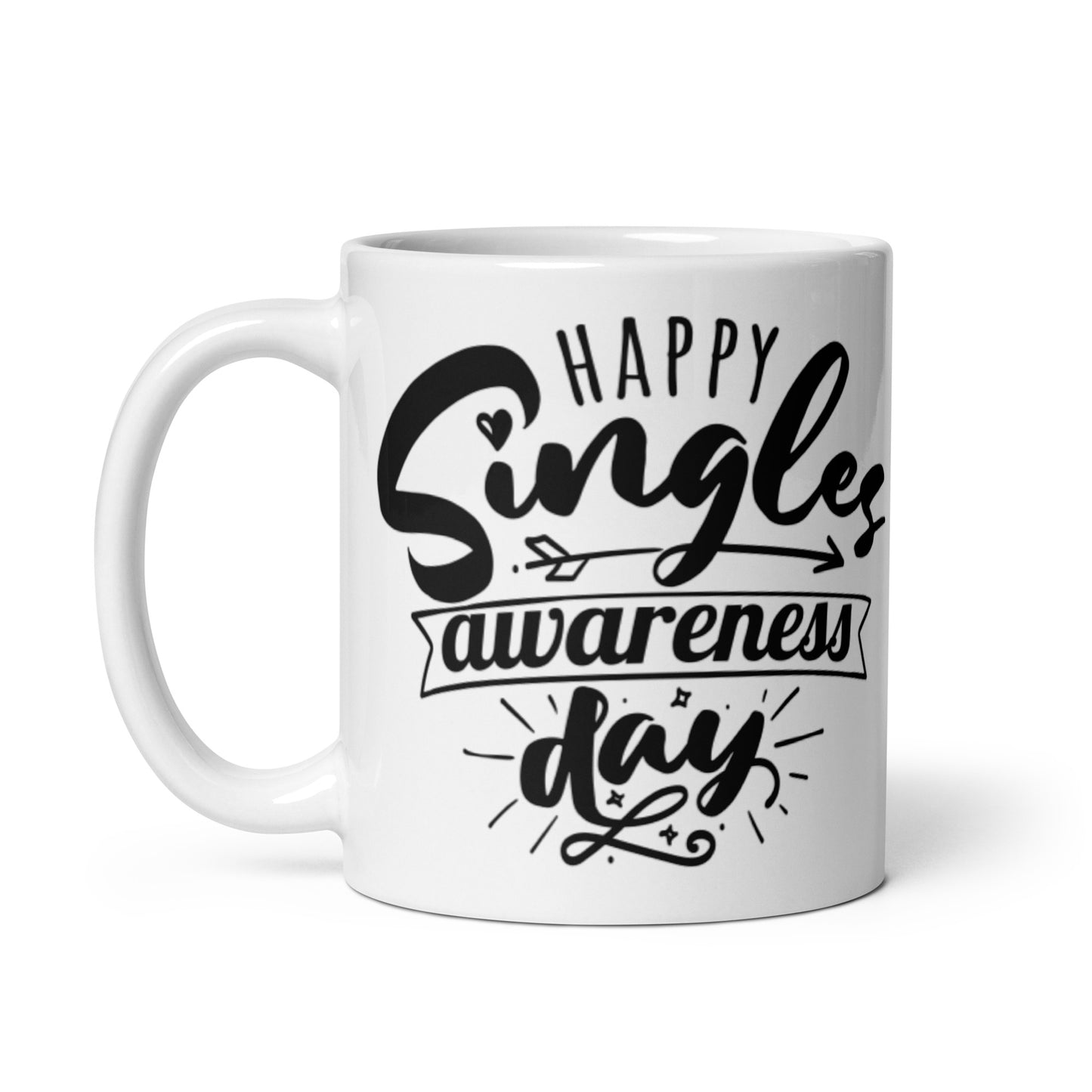 Happy Single Awareness Day White glossy mug