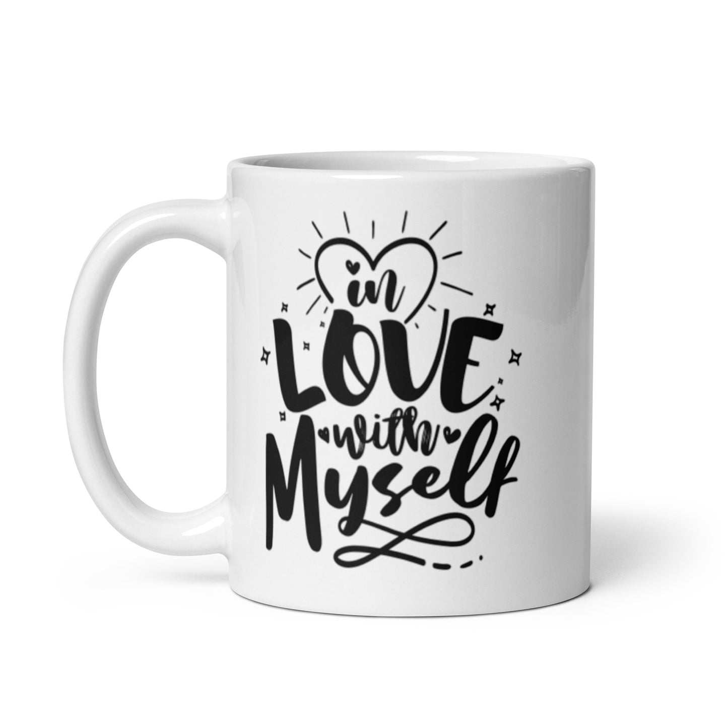 In Love With Myself White glossy mug