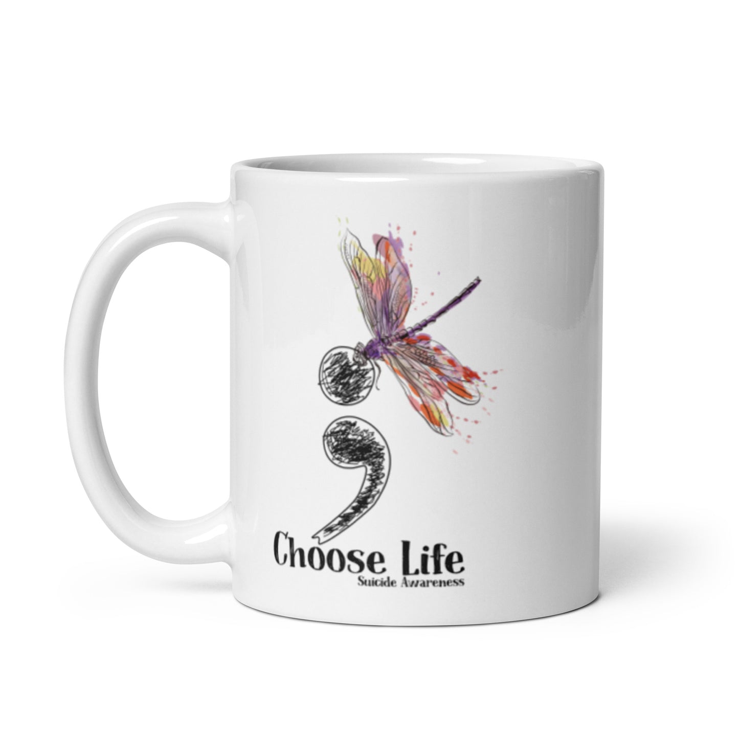 Semi Colon White glossy mug