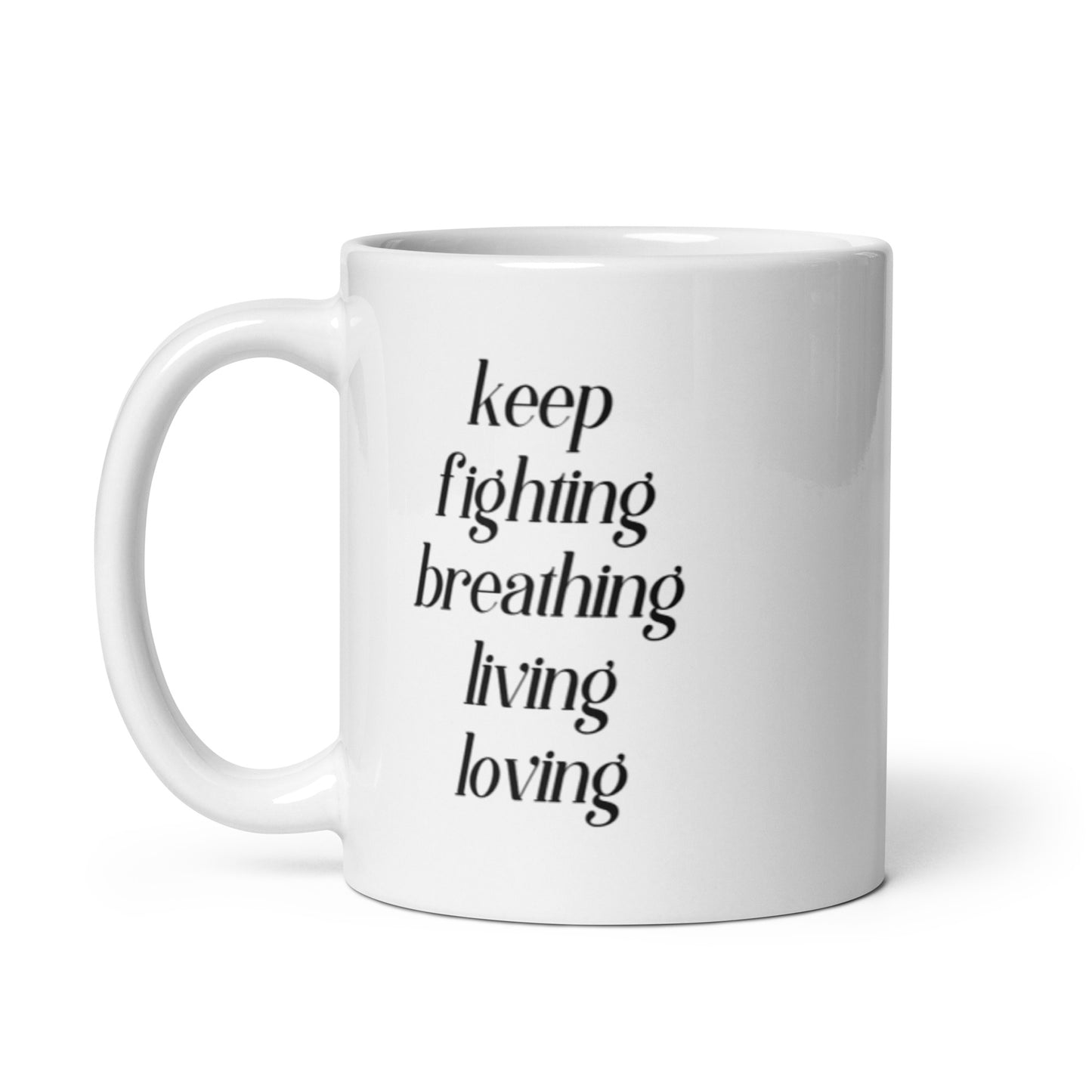 Keep On White glossy mug