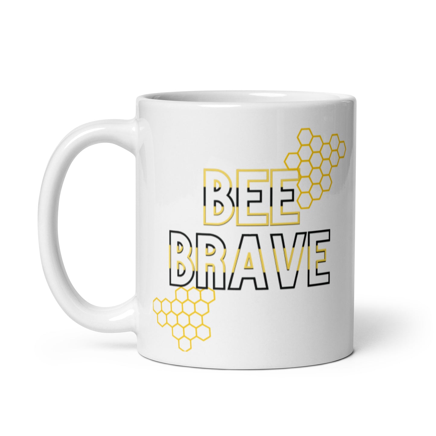 Bee Brave White glossy mug