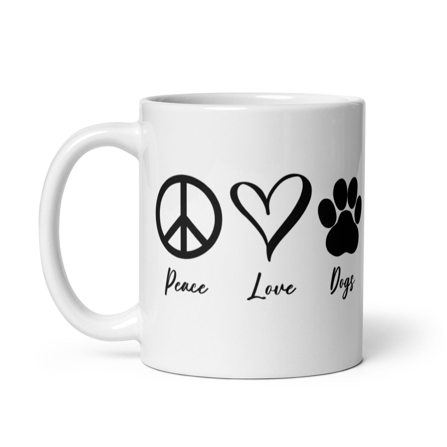 PEACE LOVE DOGS White glossy mug