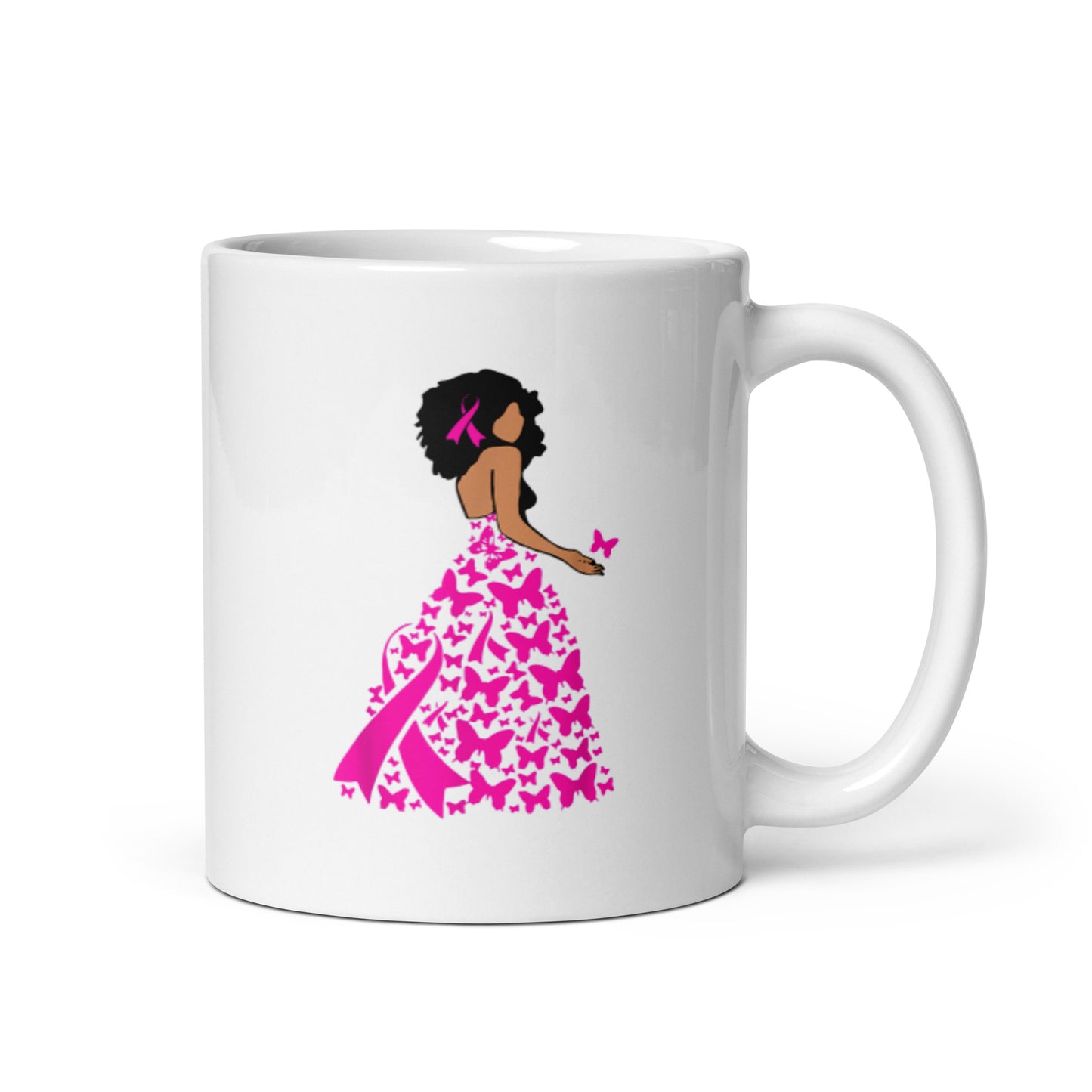 Breast Cancer Awareness White glossy mug