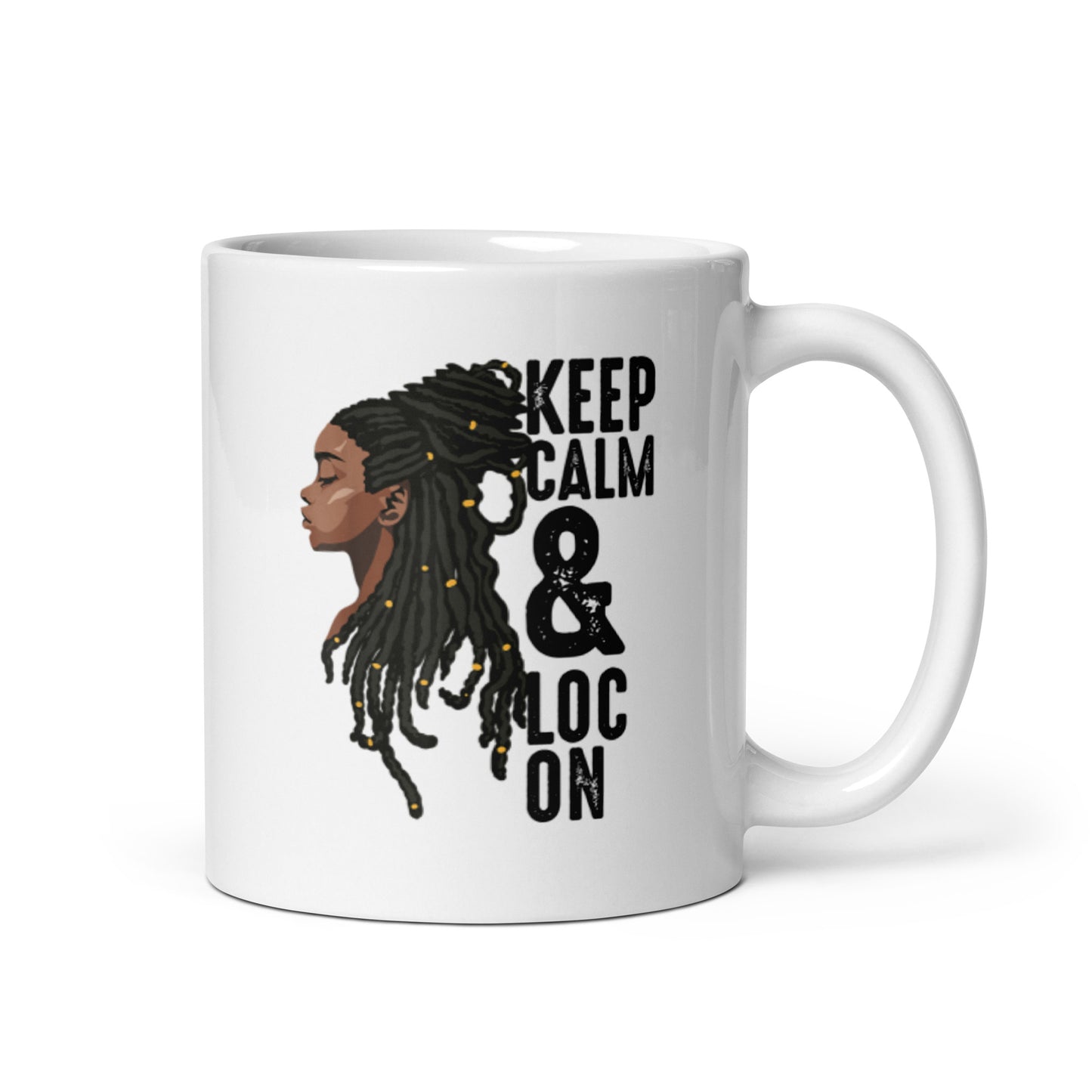 Keep Calm & Loc On White glossy mug