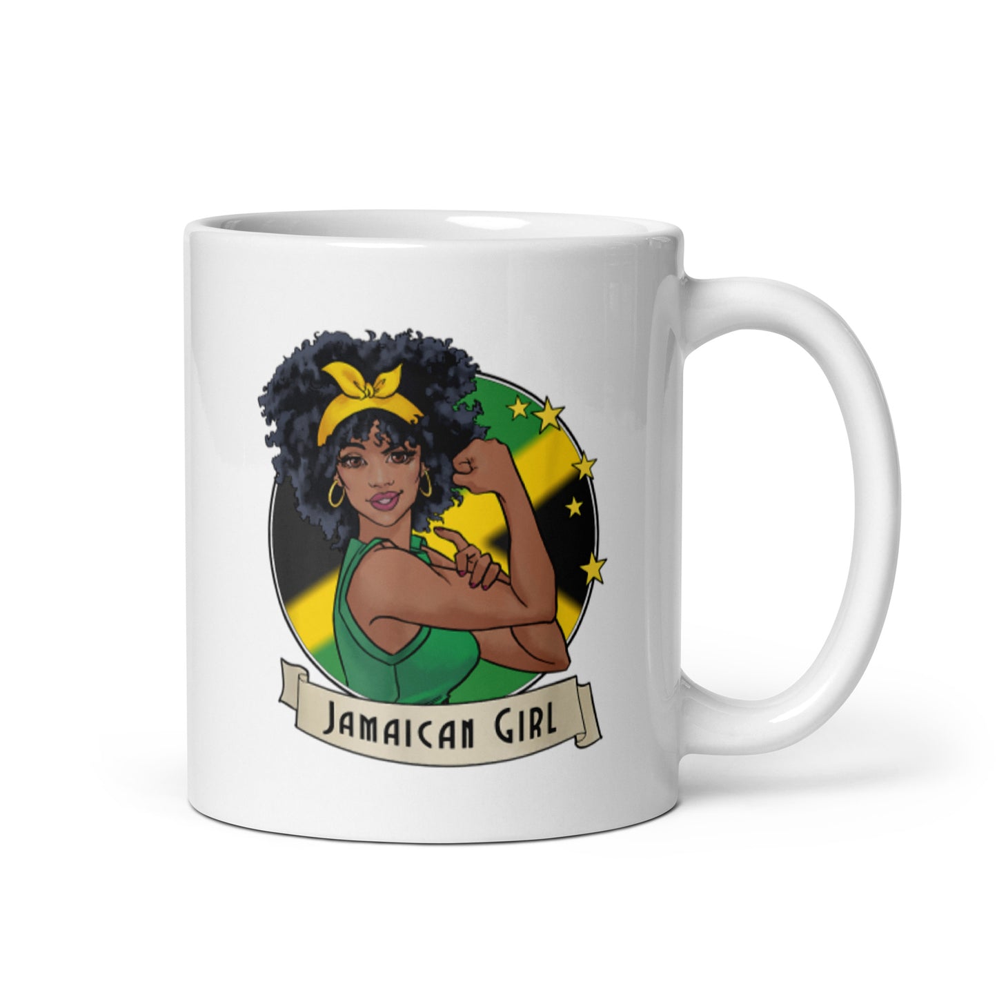 Jamaican Girl White glossy mug