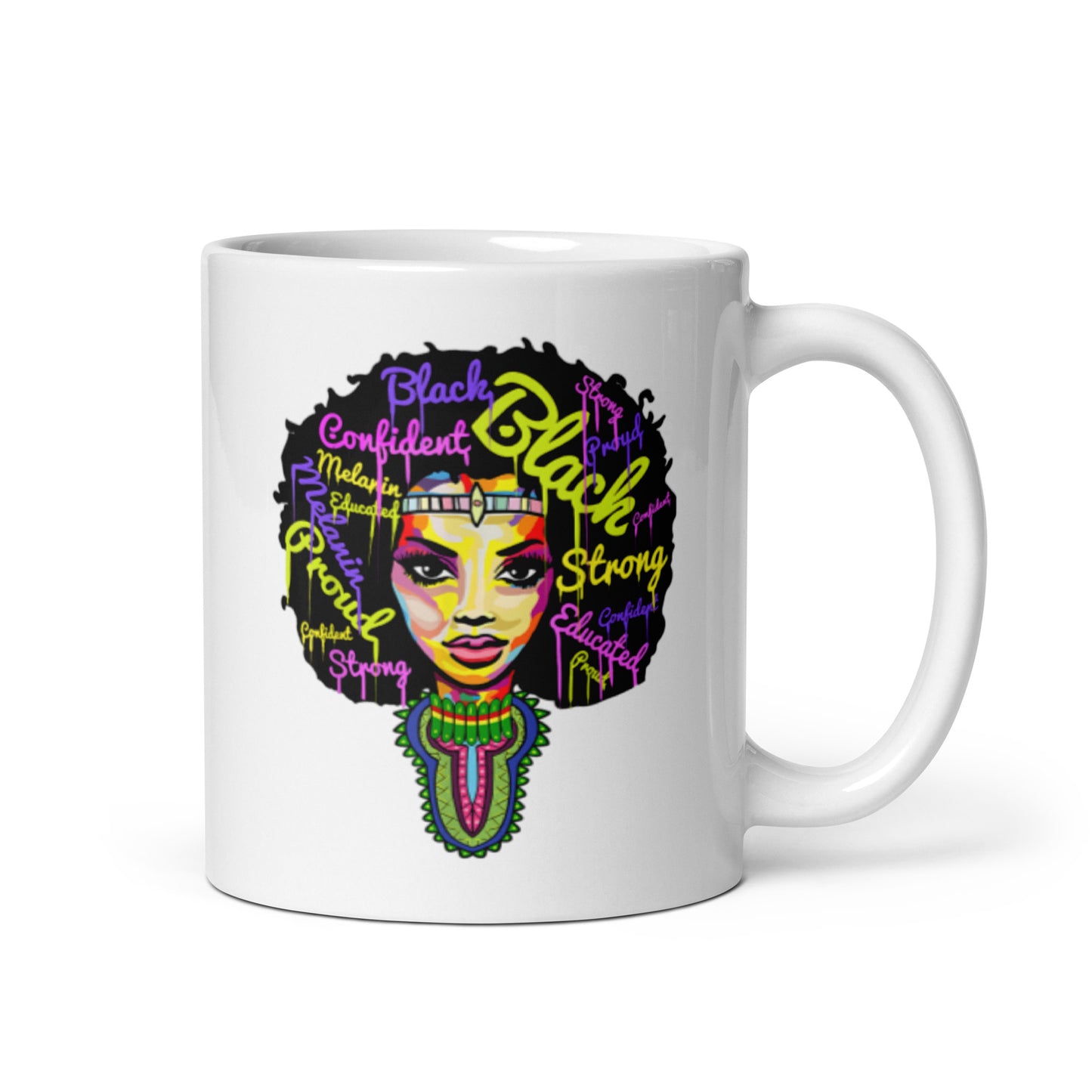 Black COnfident Strong White glossy mug