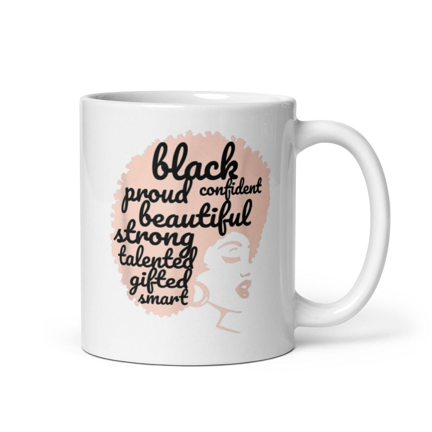 Black Proud Confident White glossy mug