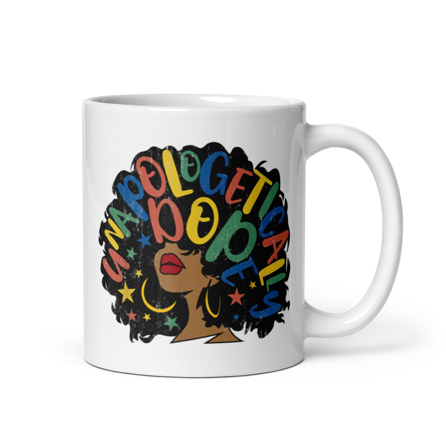 Unopologetically Dope White glossy mug