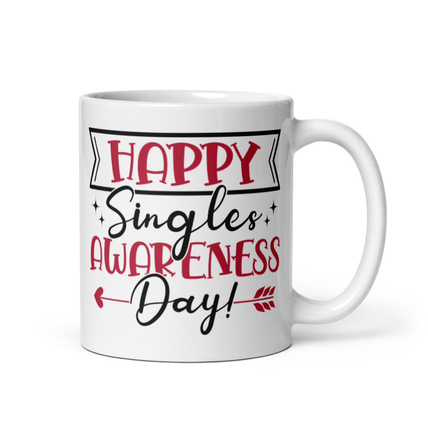 Happy Singles Awareness Day White glossy mug