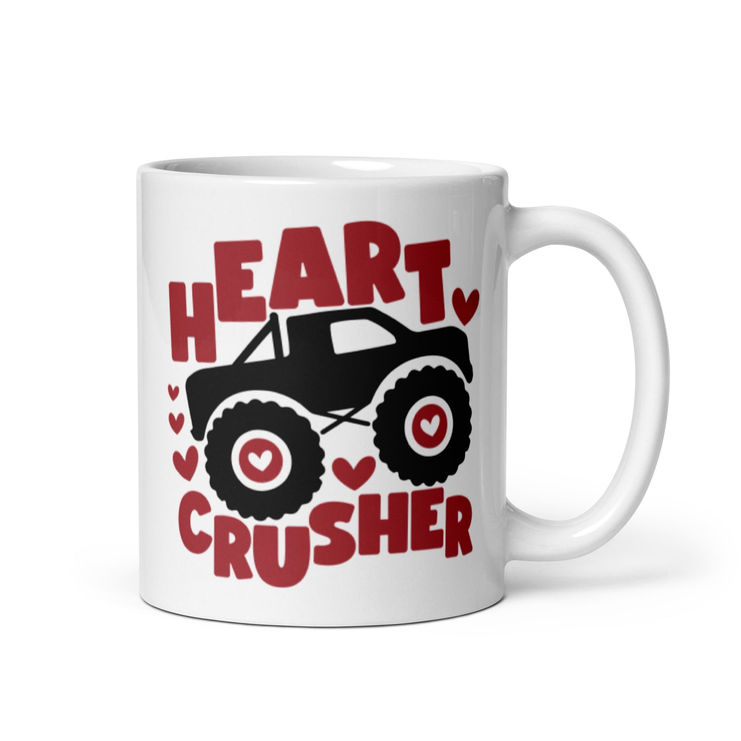 Heart Crusher White glossy mug