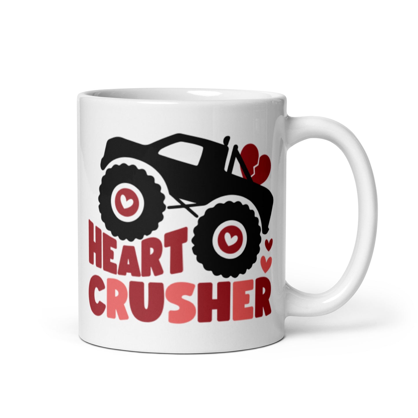 Heart Crusher White glossy mug