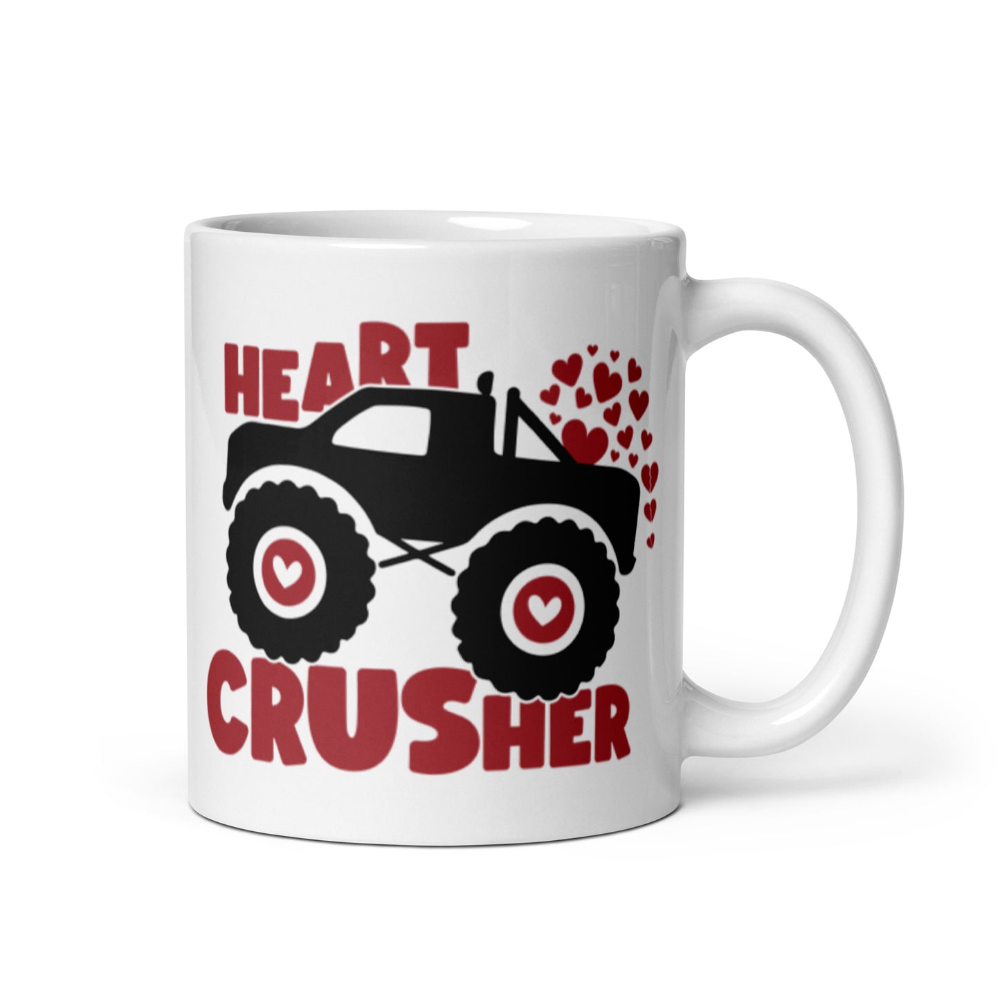 Heart Crusher White glossy mug