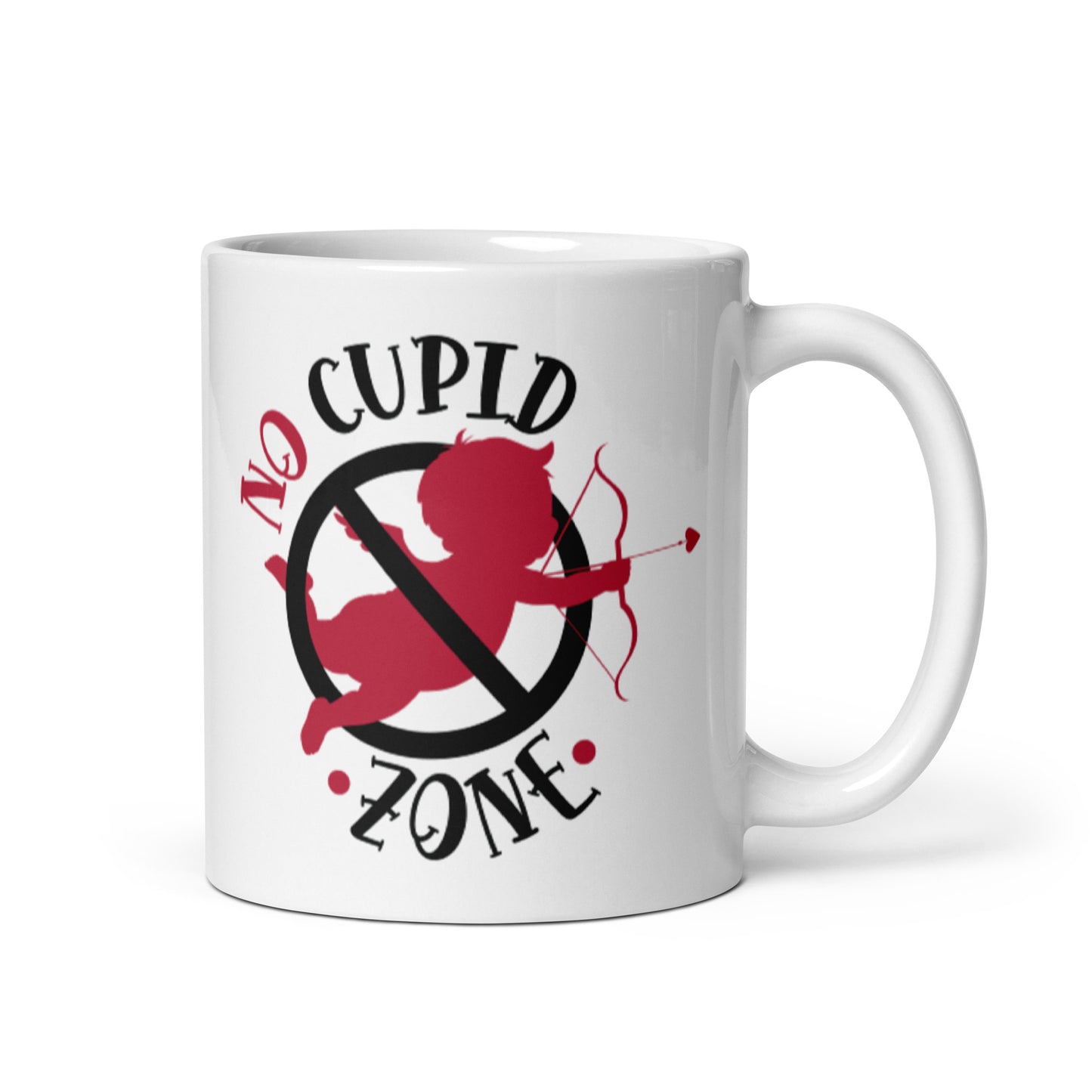 No Cupid Zone White glossy mug