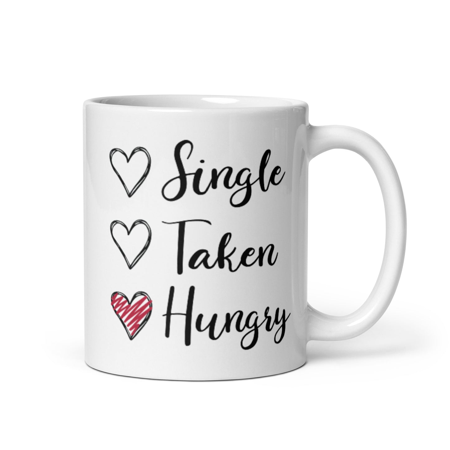 Single Taken HungryWhite glossy mug