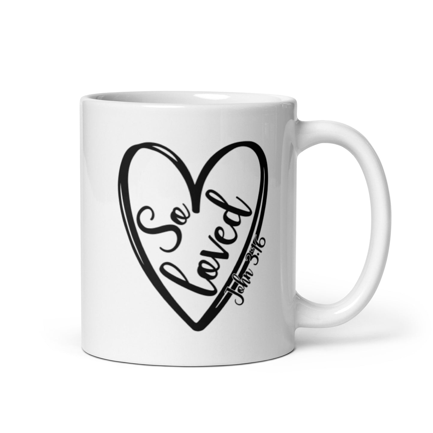 So Loved White glossy mug