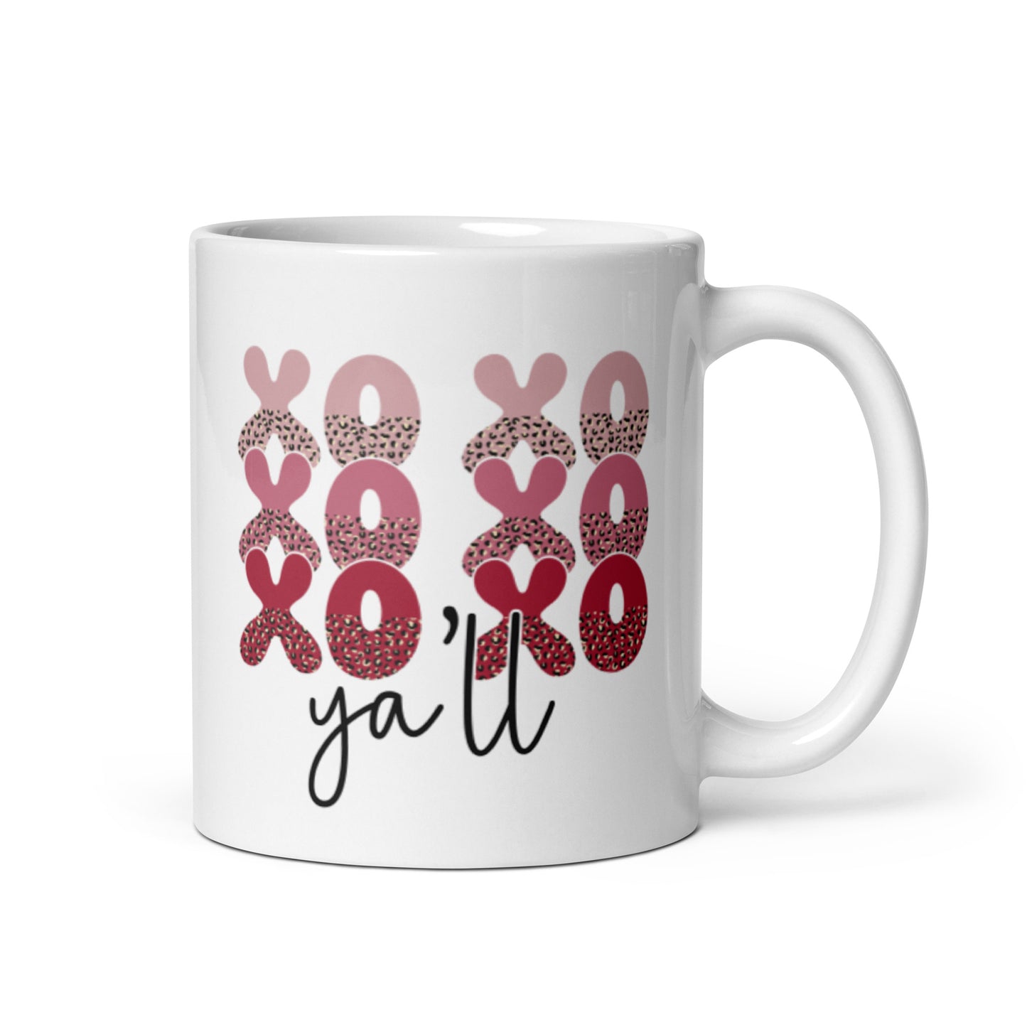Hugs & Kisses Yall White glossy mug