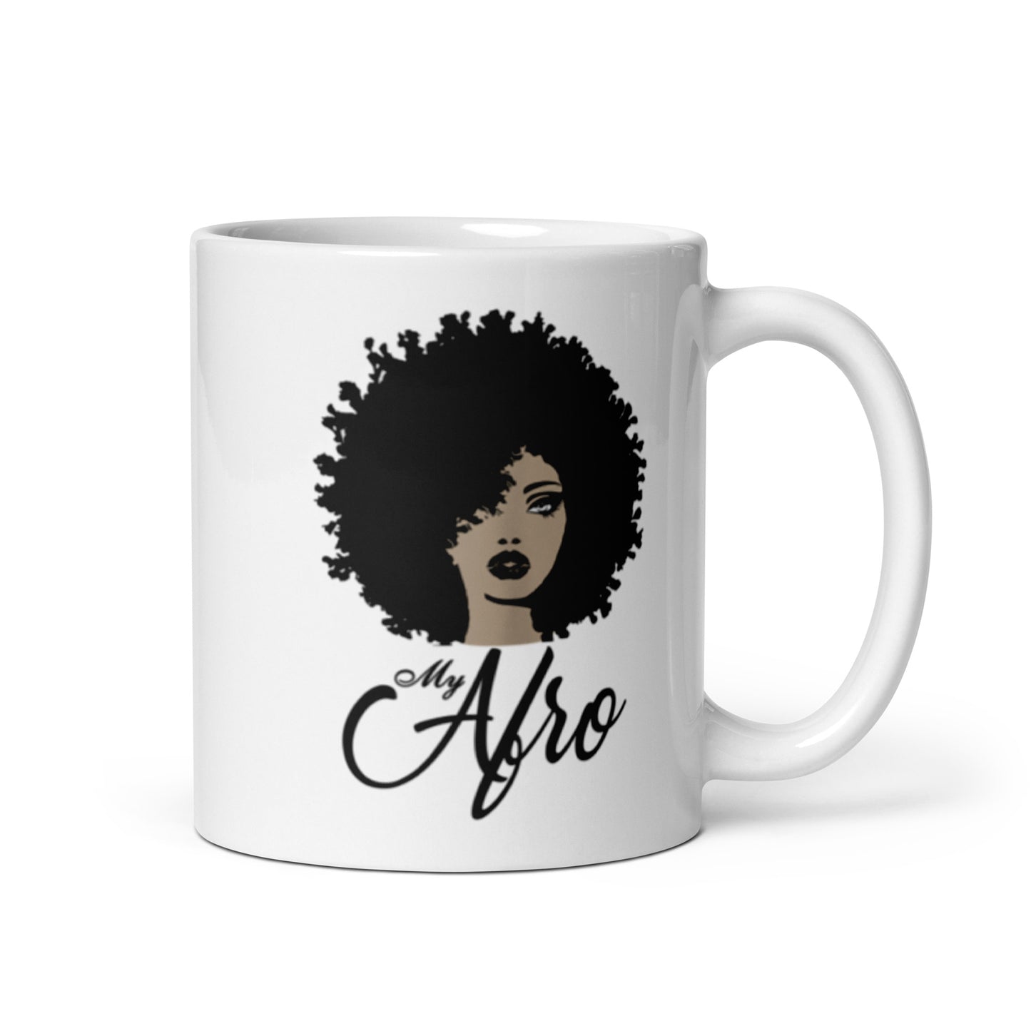 Afro White glossy mug