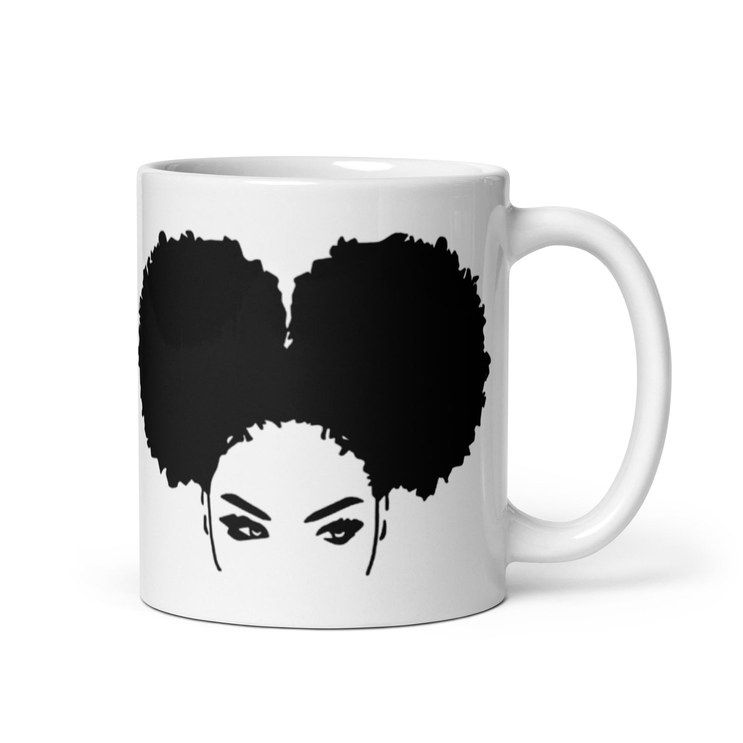 Face Afro Puffs White glossy mug