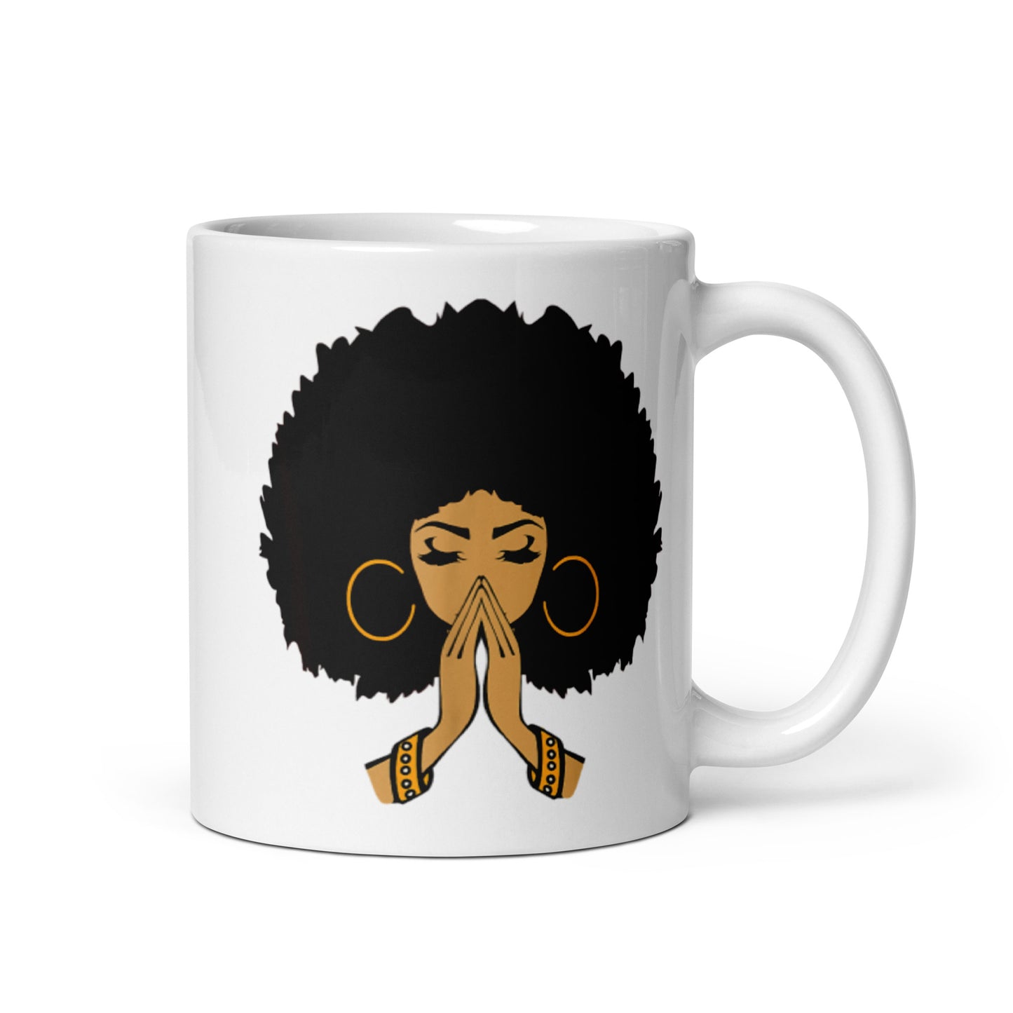 Pray White glossy mug