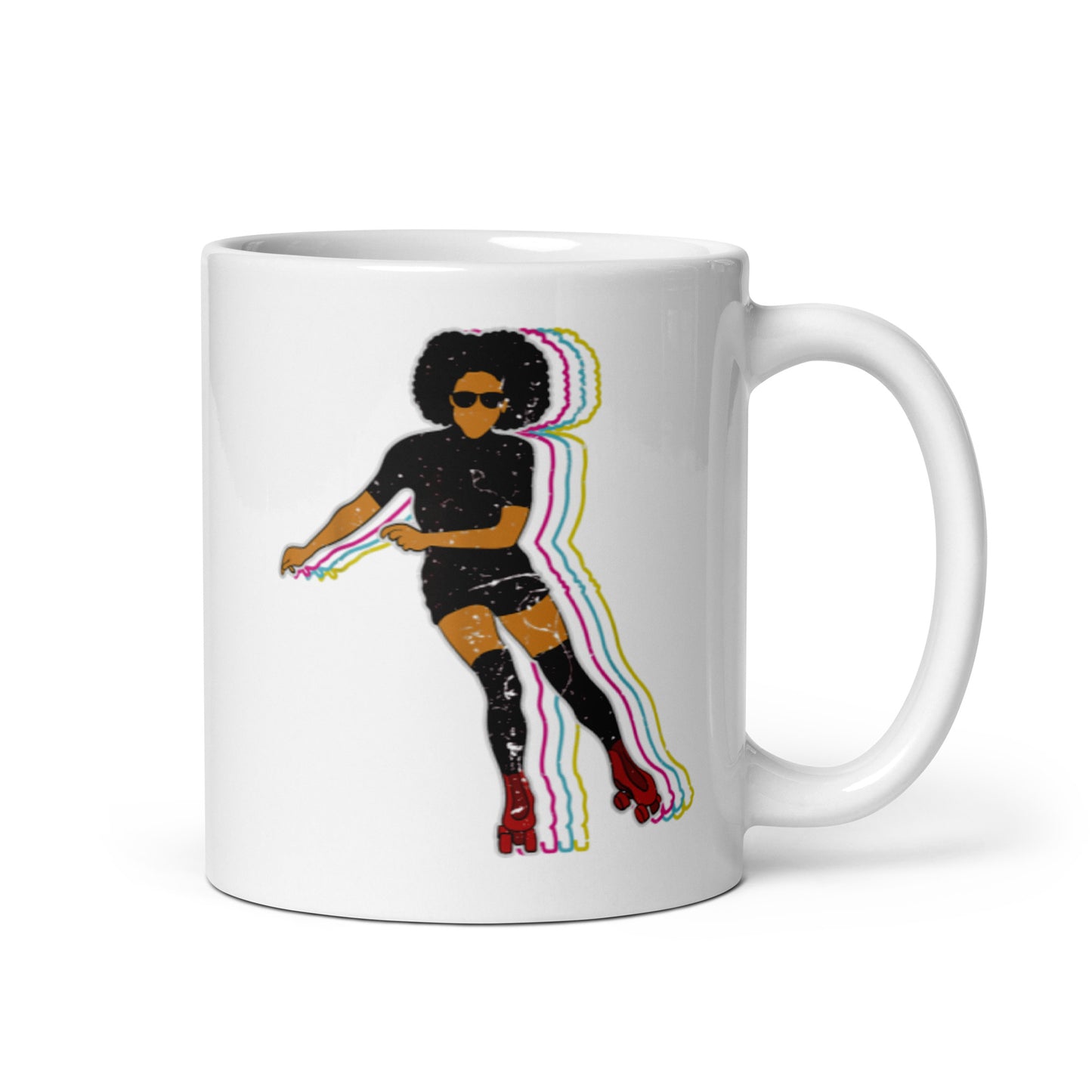 Rollerskating girl White glossy mug