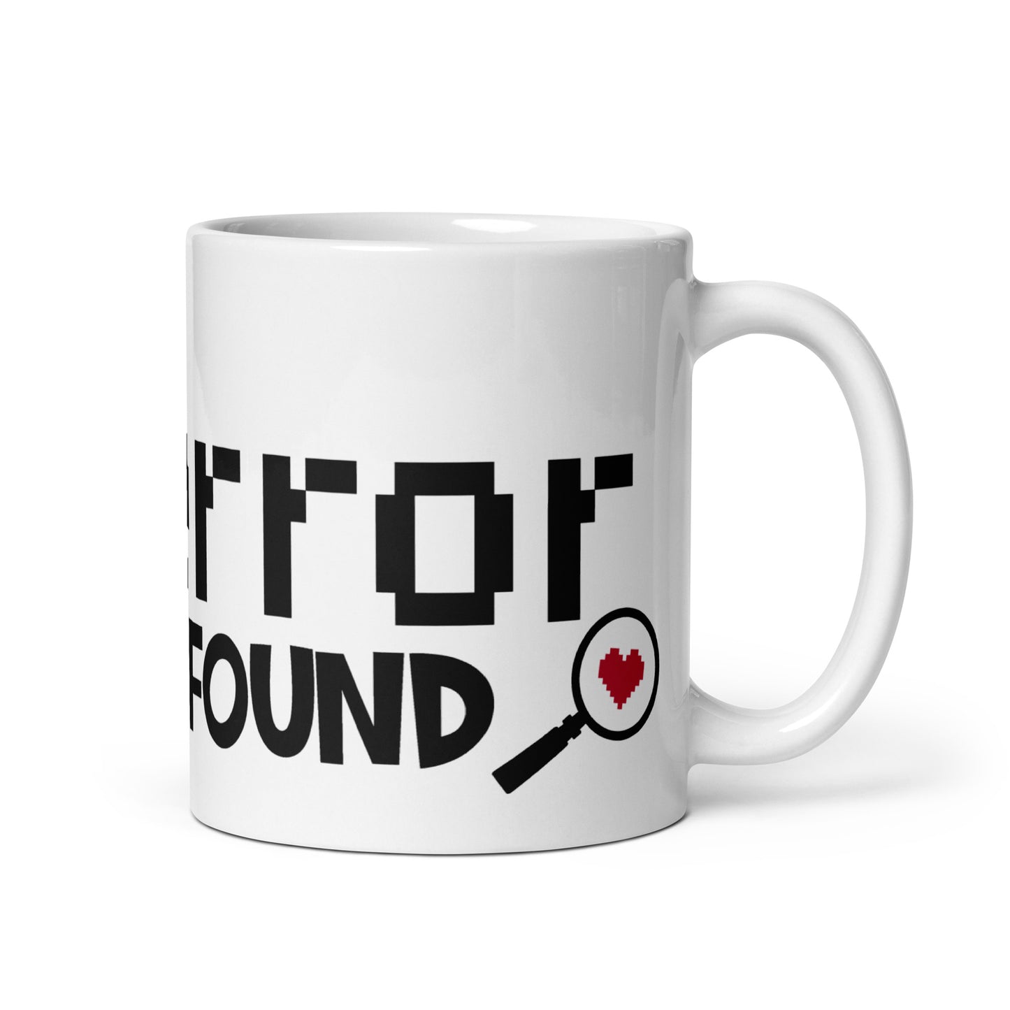 404 Error Love Not Found White glossy mug