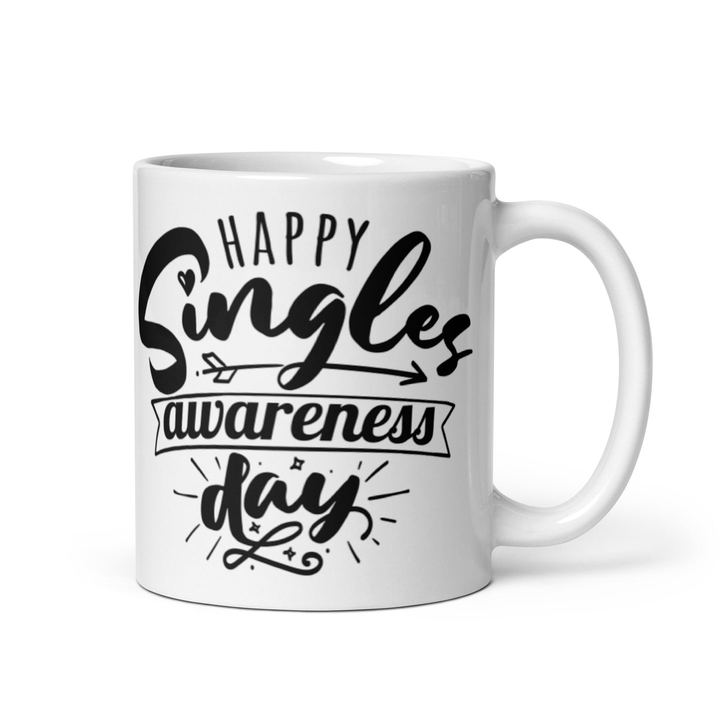 Happy Single Awareness Day White glossy mug