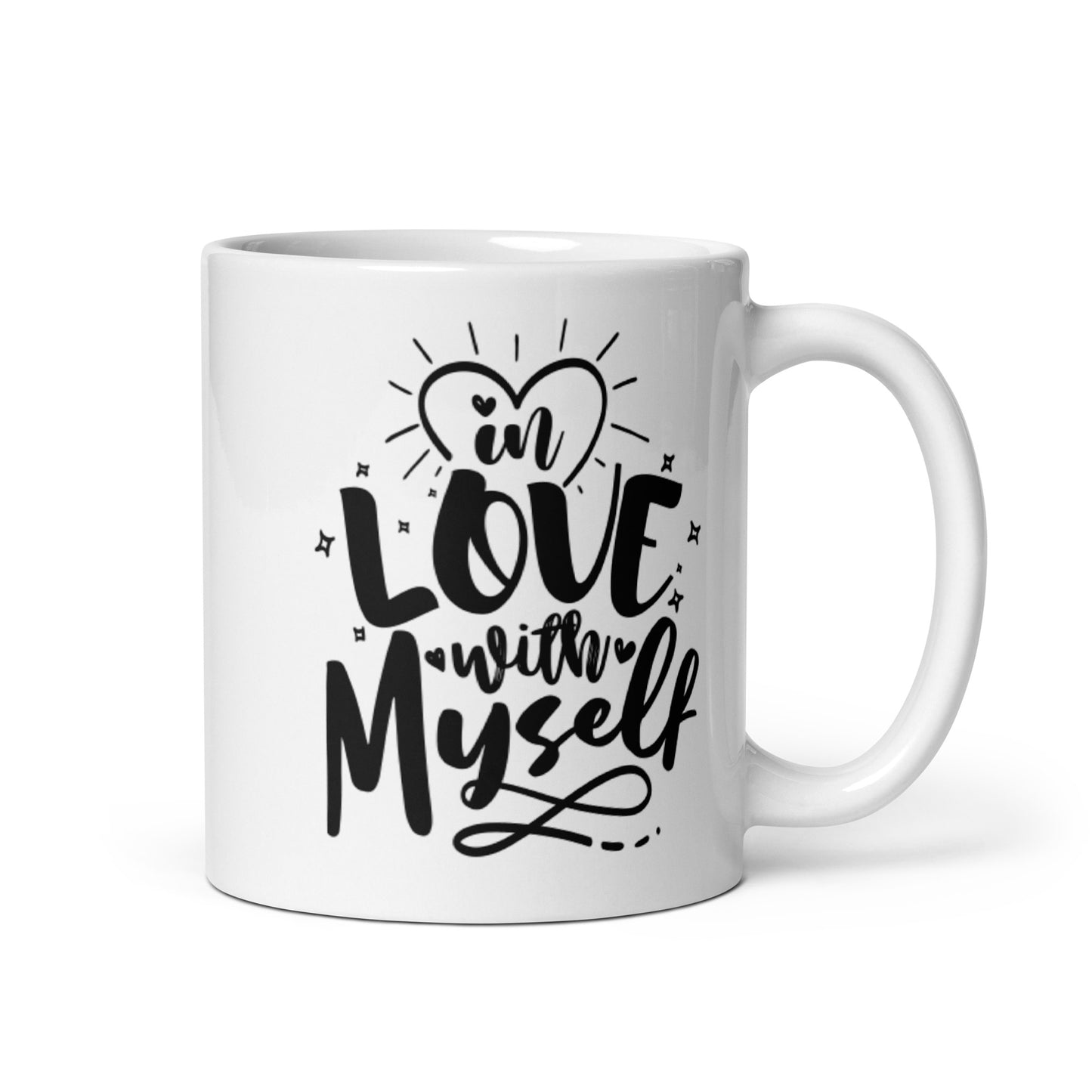 In Love With Myself White glossy mug