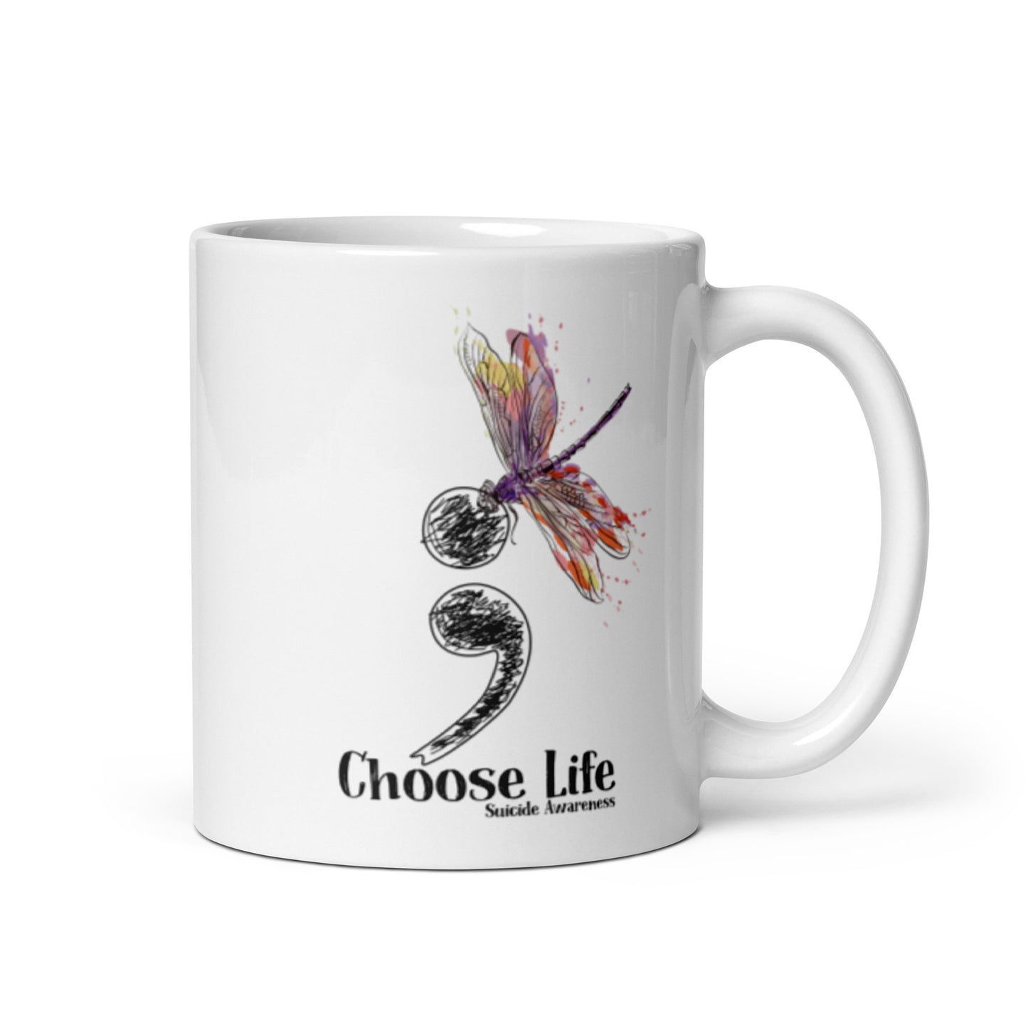 Semi Colon White glossy mug