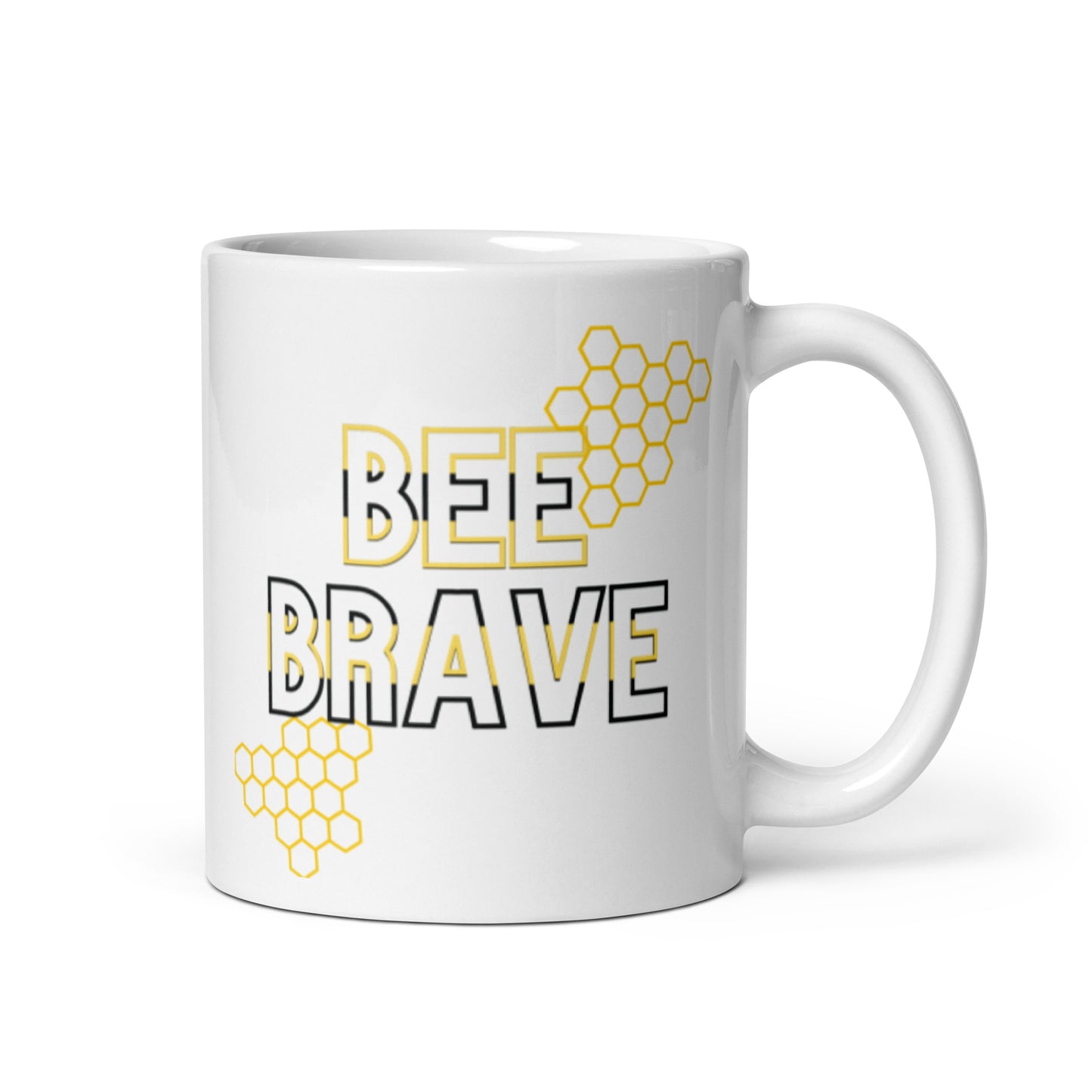 Bee Brave White glossy mug