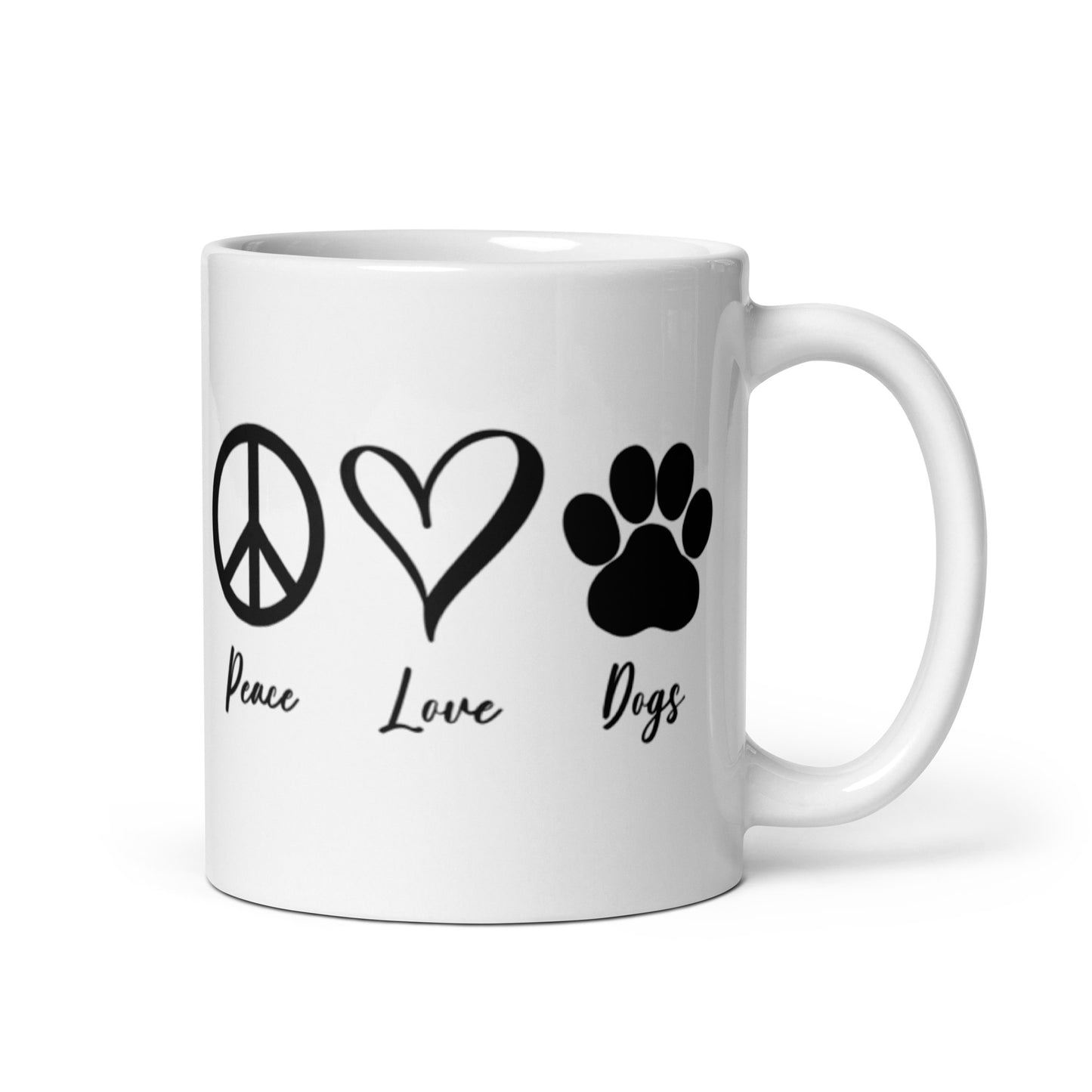 PEACE LOVE DOGS White glossy mug