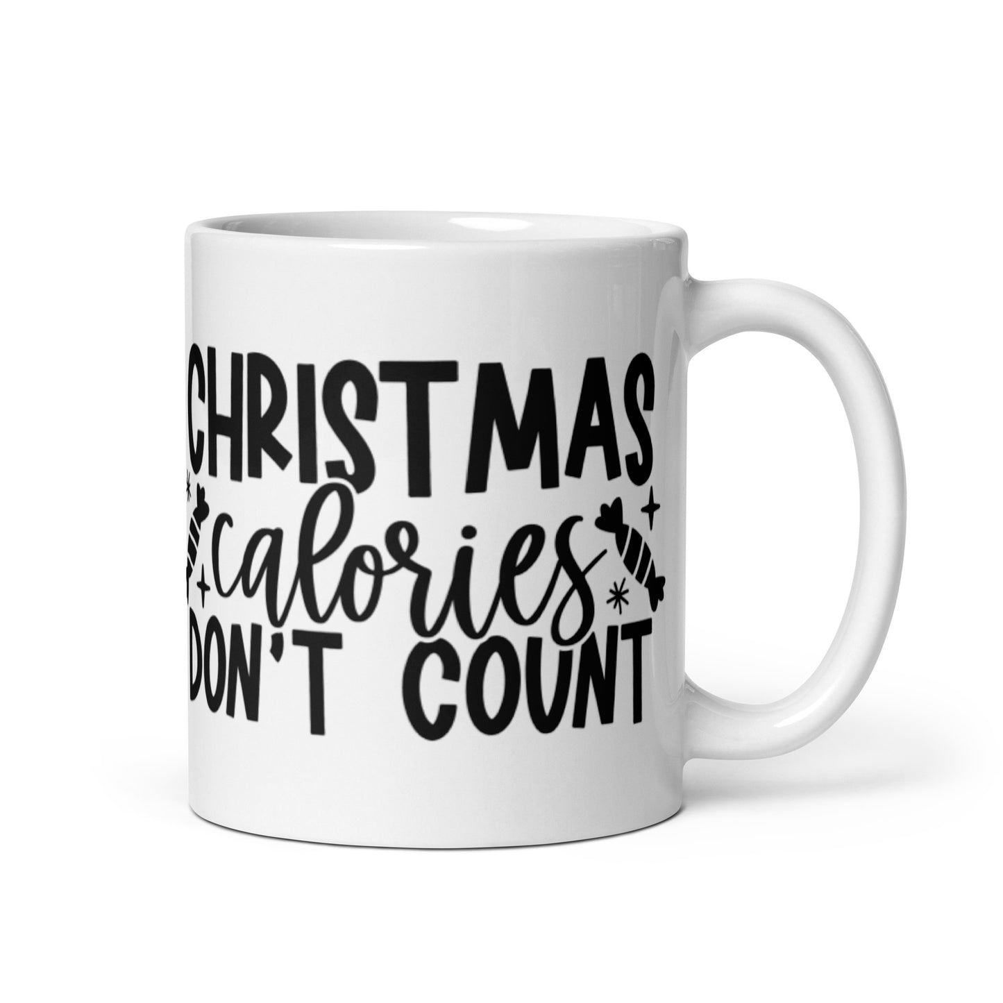 CHRISTMAS CALORIES DONT COUNT White glossy mug