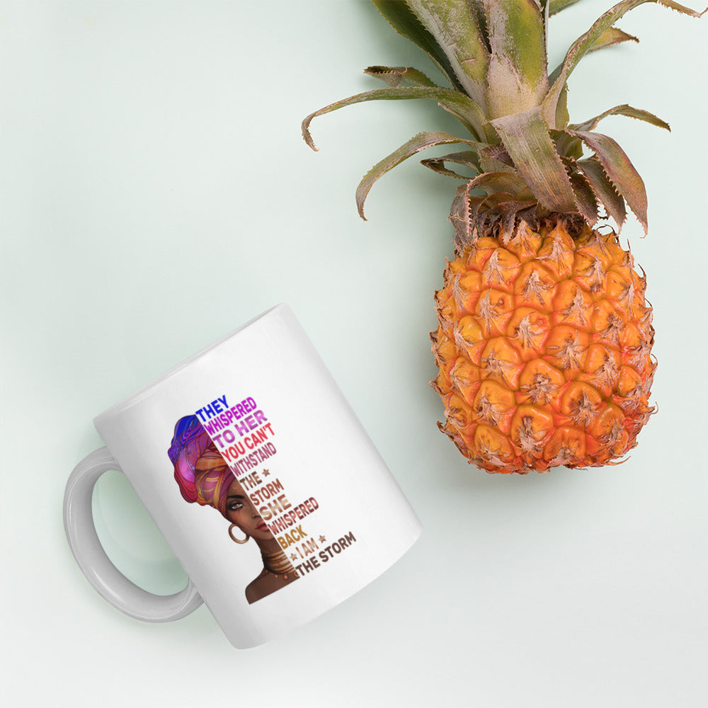I Am The Storm White glossy mug