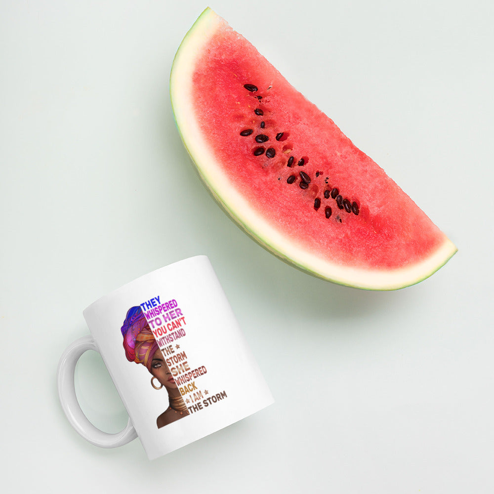 I Am The Storm White glossy mug