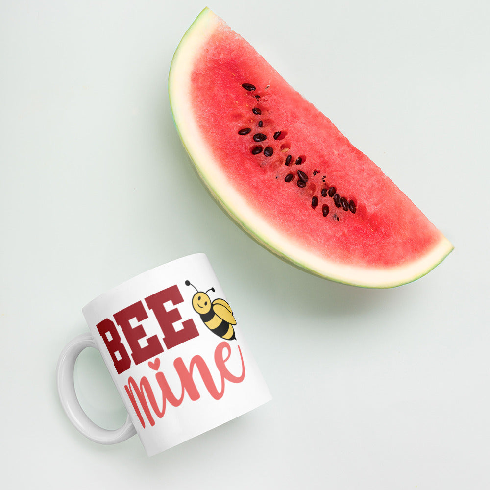 Bee Mine White glossy mug