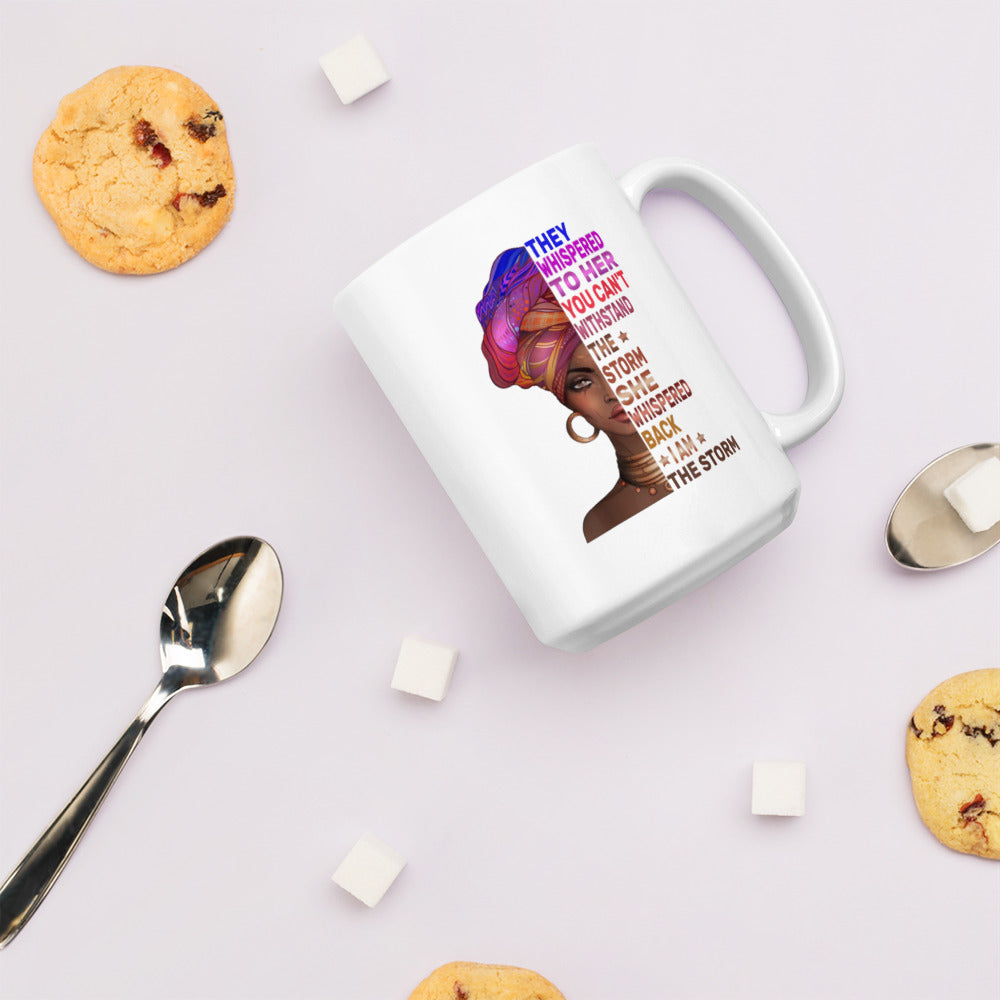 I Am The Storm White glossy mug