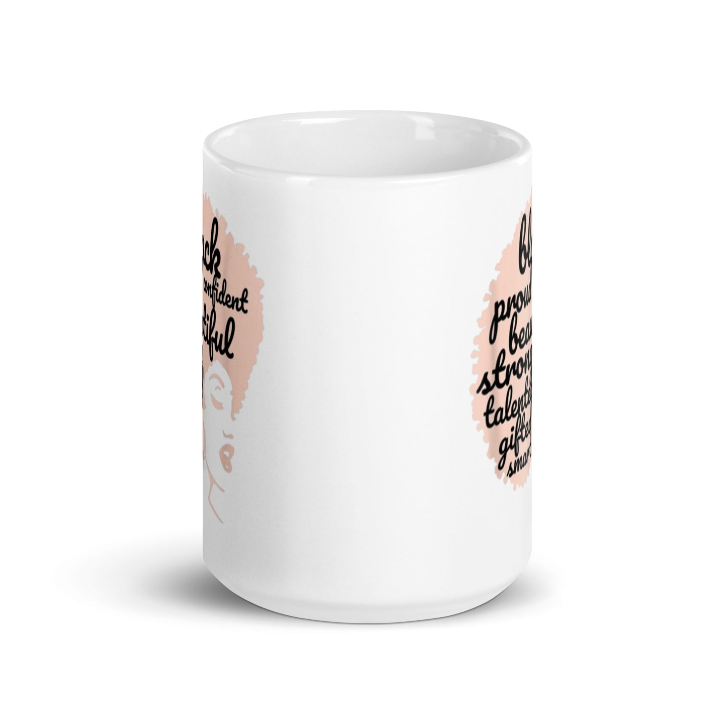 Black Proud Confident White glossy mug