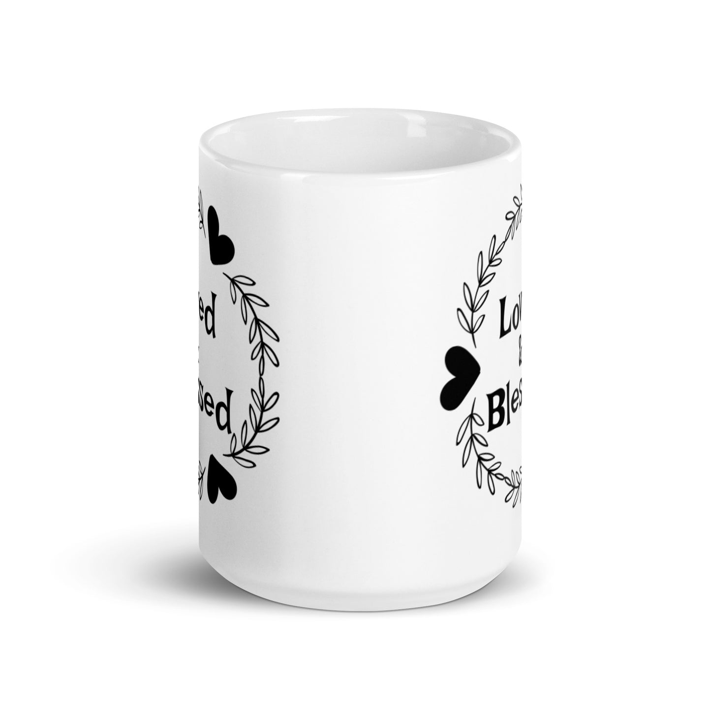 Loved & Blessed White glossy mug