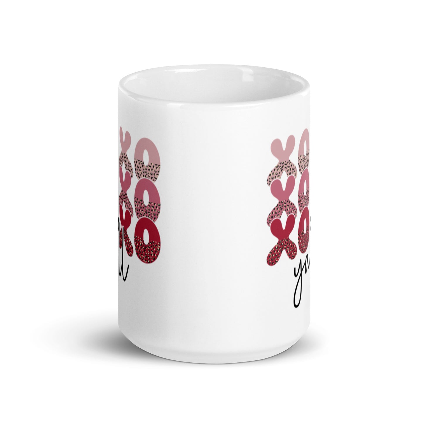 Hugs & Kisses Yall White glossy mug