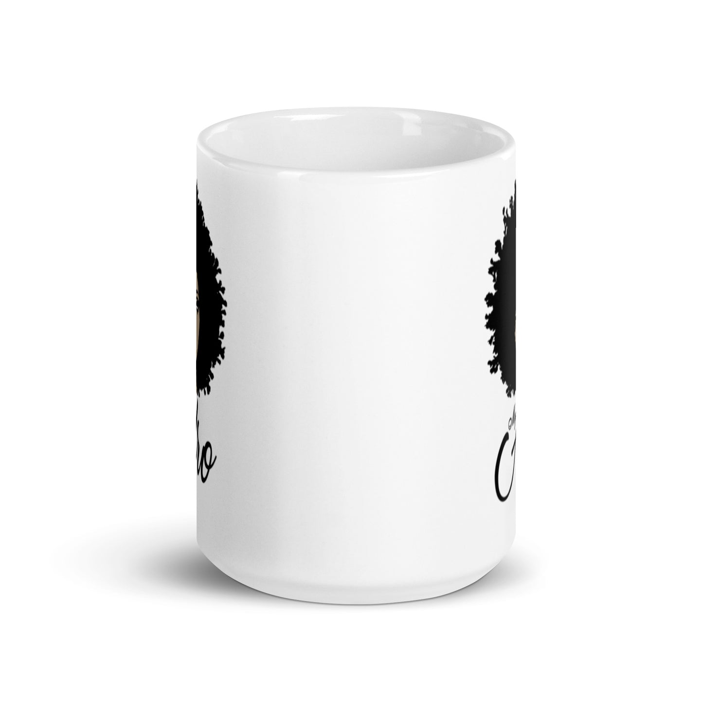 Afro White glossy mug