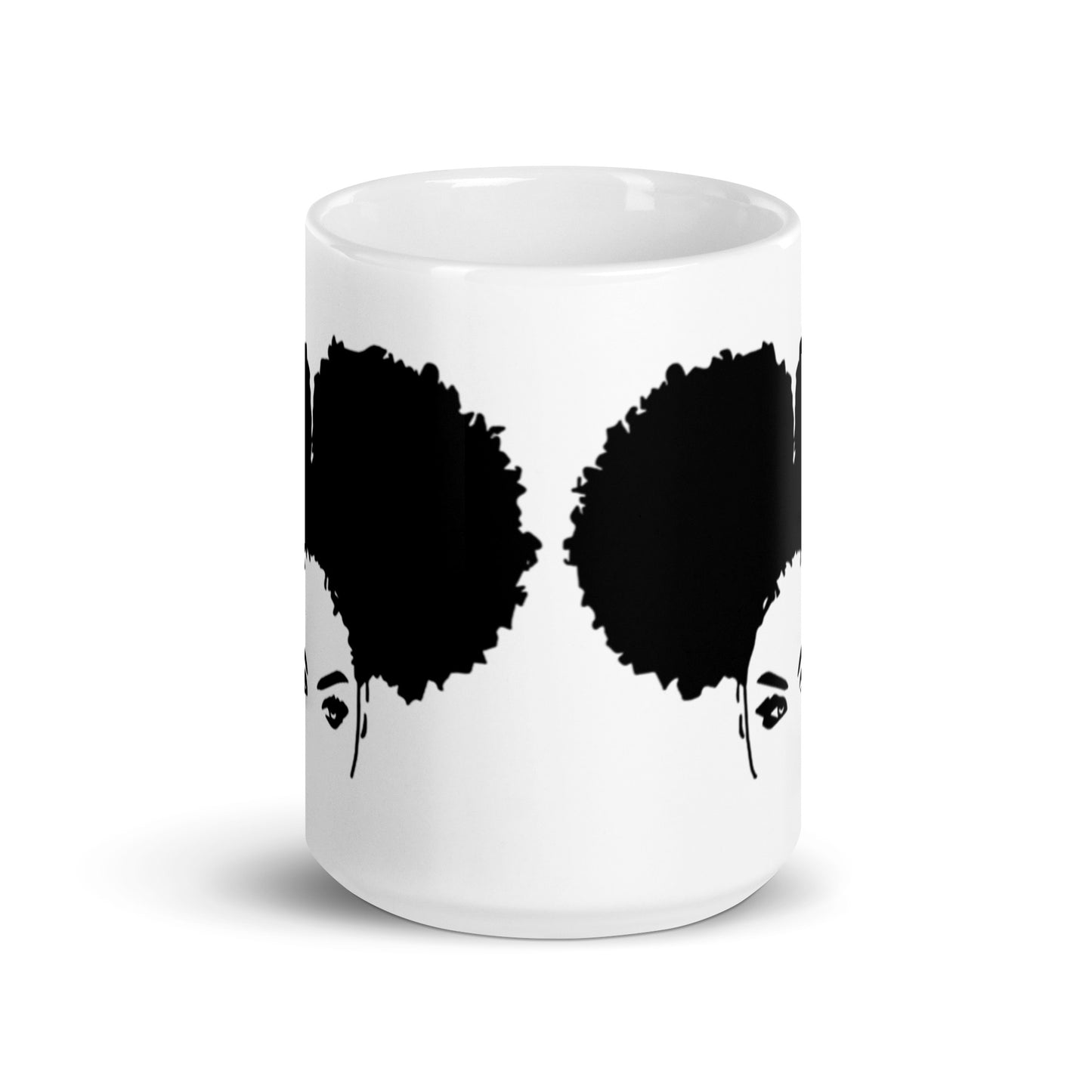 Face Afro Puffs White glossy mug