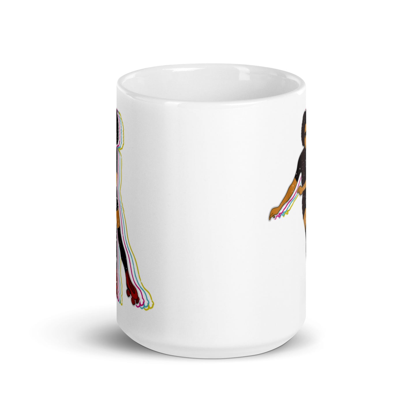 Rollerskating girl White glossy mug