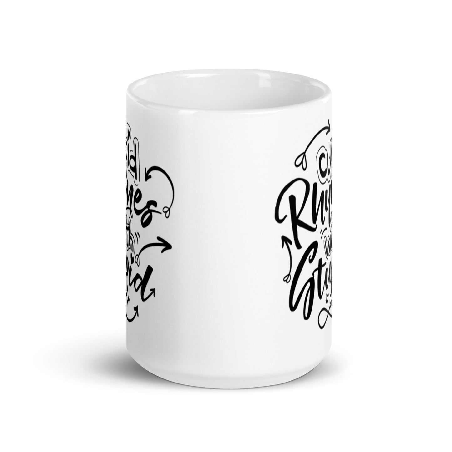 Cupid Rhymes With Supid White glossy mug
