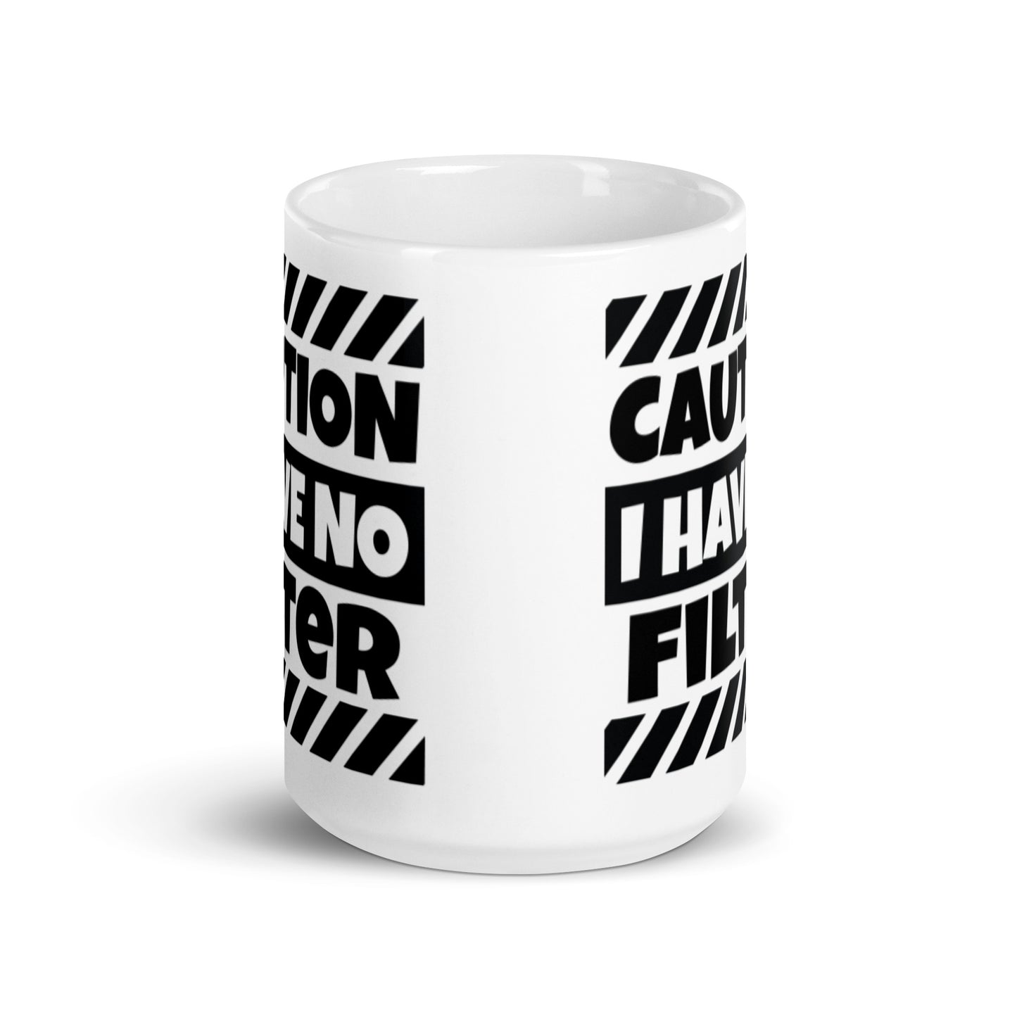 Caution White glossy mug
