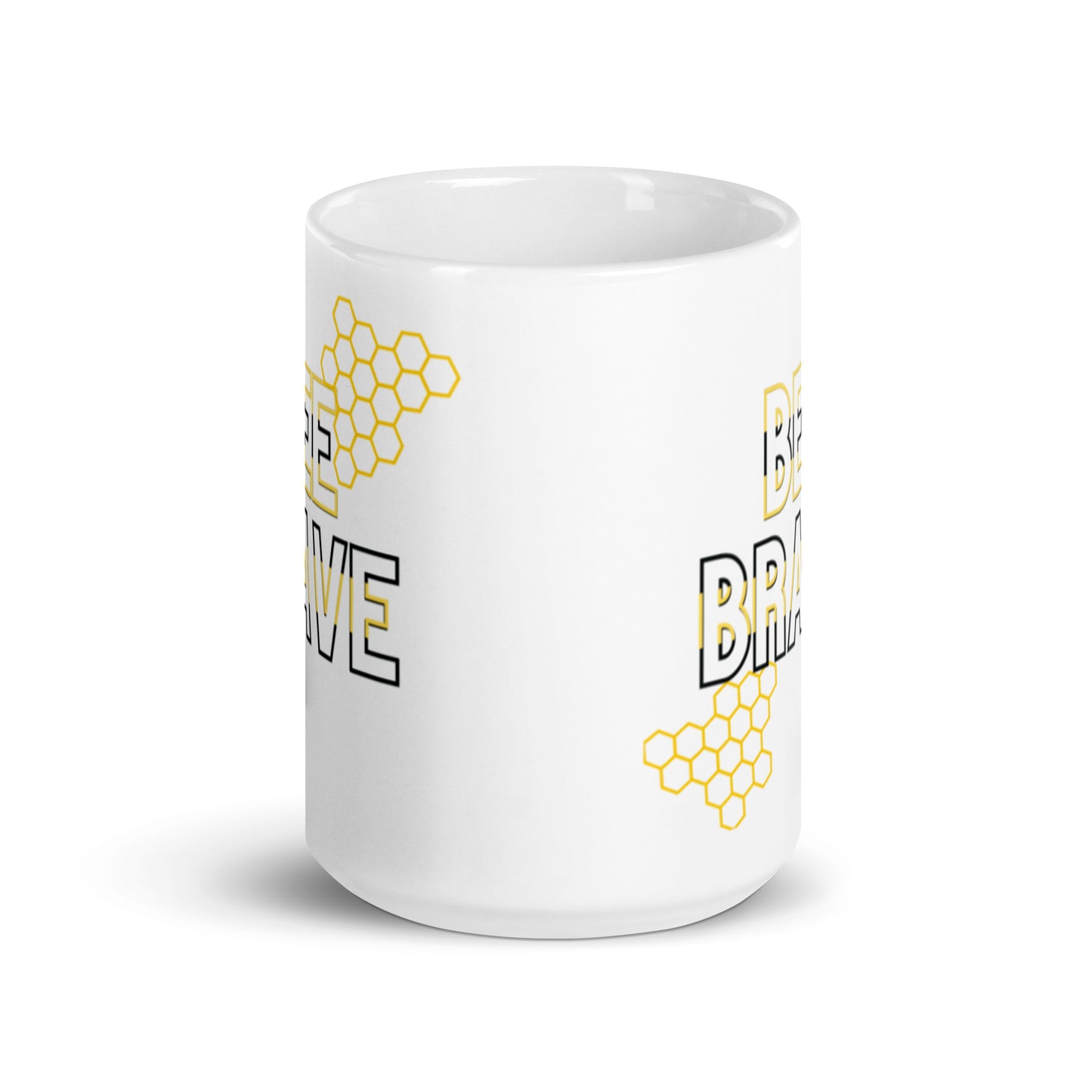 Bee Brave White glossy mug